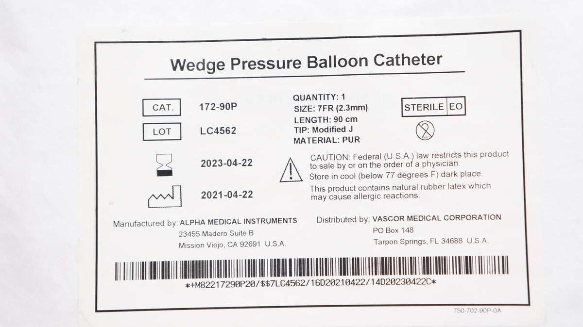Alpha Medical 172-90P Wedge Pressure Balloon Cath. 7Fr (x) – Imedicsales