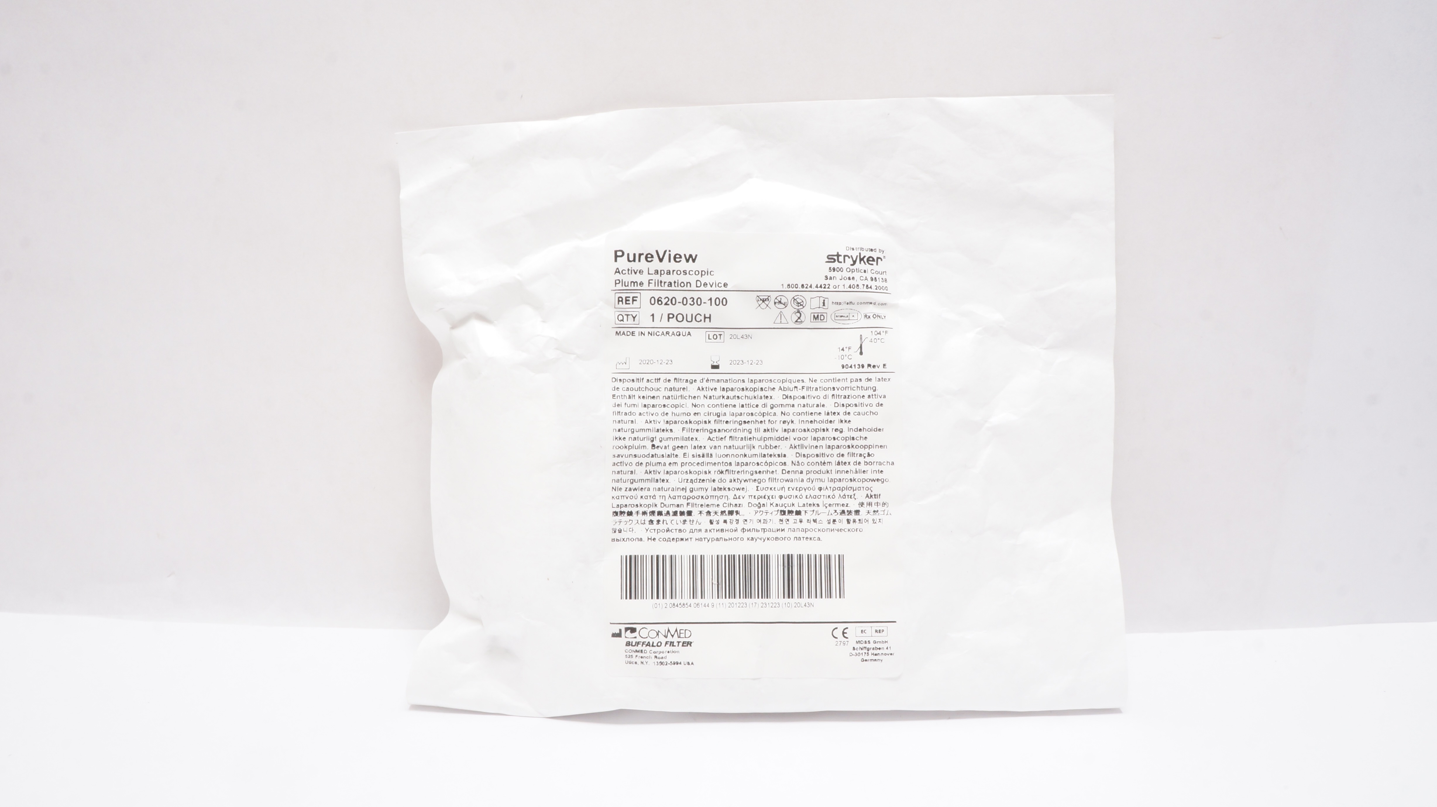 Stryker 0620-030-100 PureView Active Laparoscopic Plume Filtration Device (x)