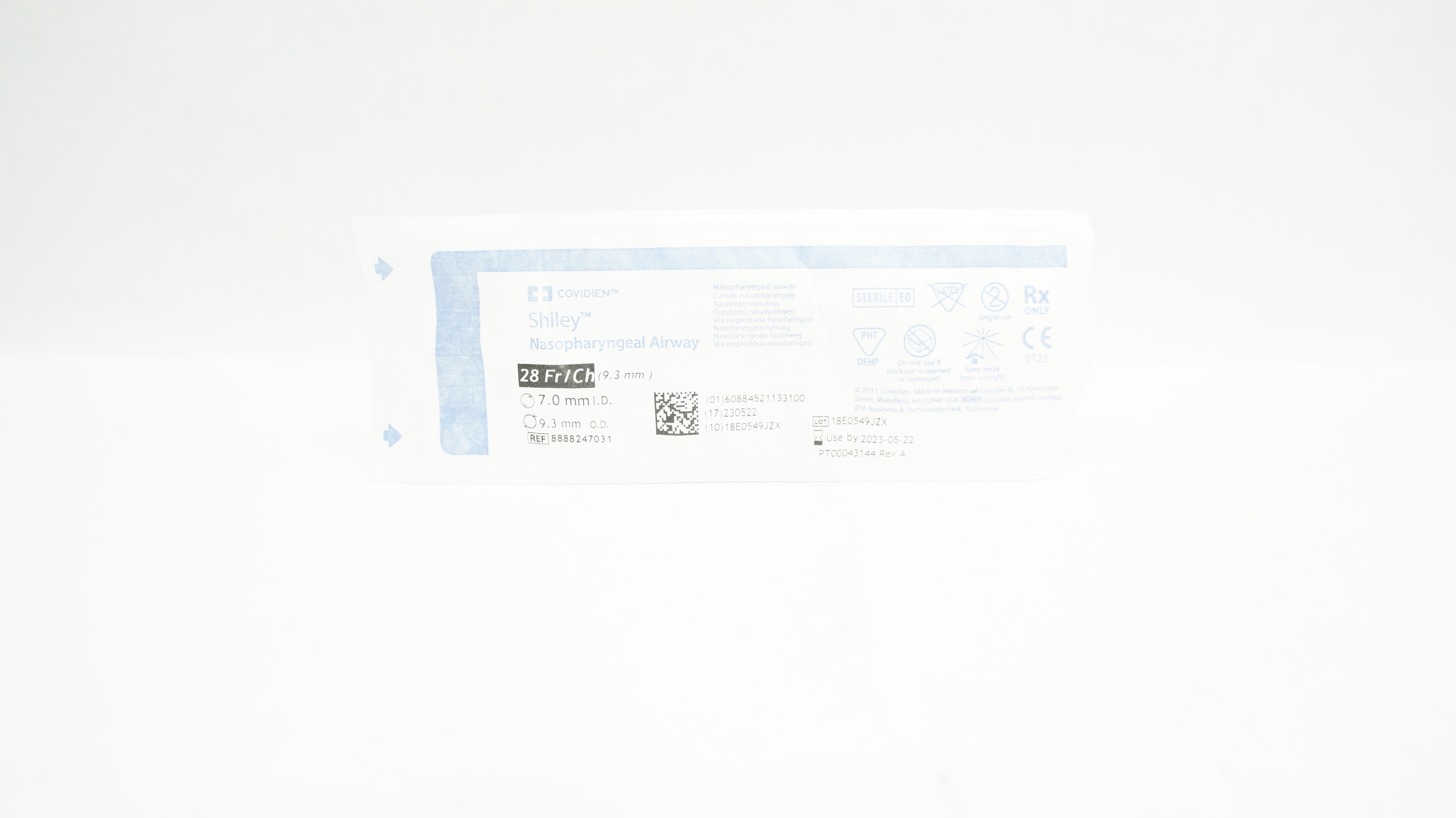 Covidien 8888247031 Shiley Nasopharyngeal Airway 28Fr/Ch 7.0mm ID x 9.3mm OD (x)