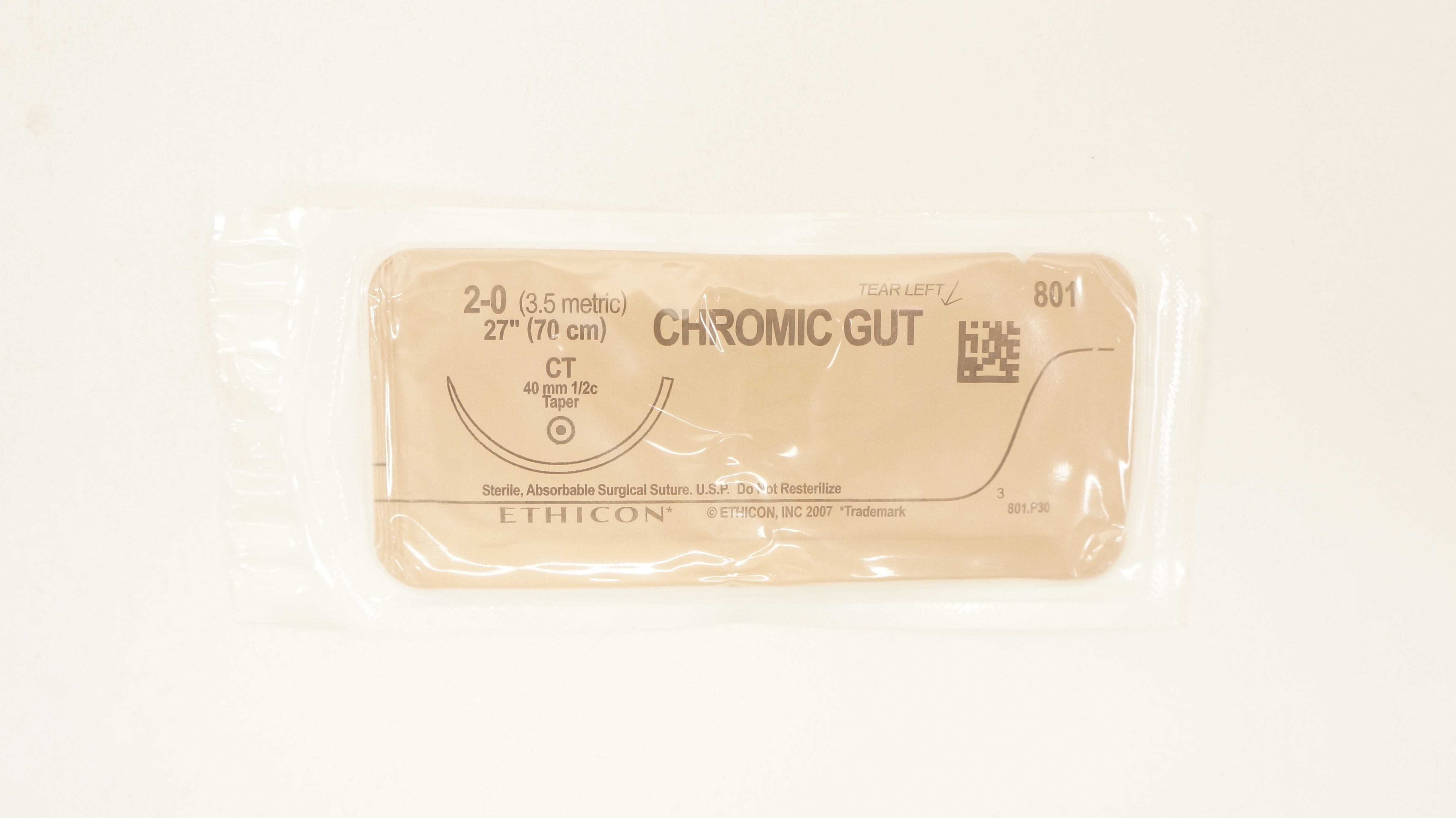 Ethicon 801 2-0 Chromic Gut Sterile Surgical Stre CT 40mm 1/2c Taper 27 inch (x)