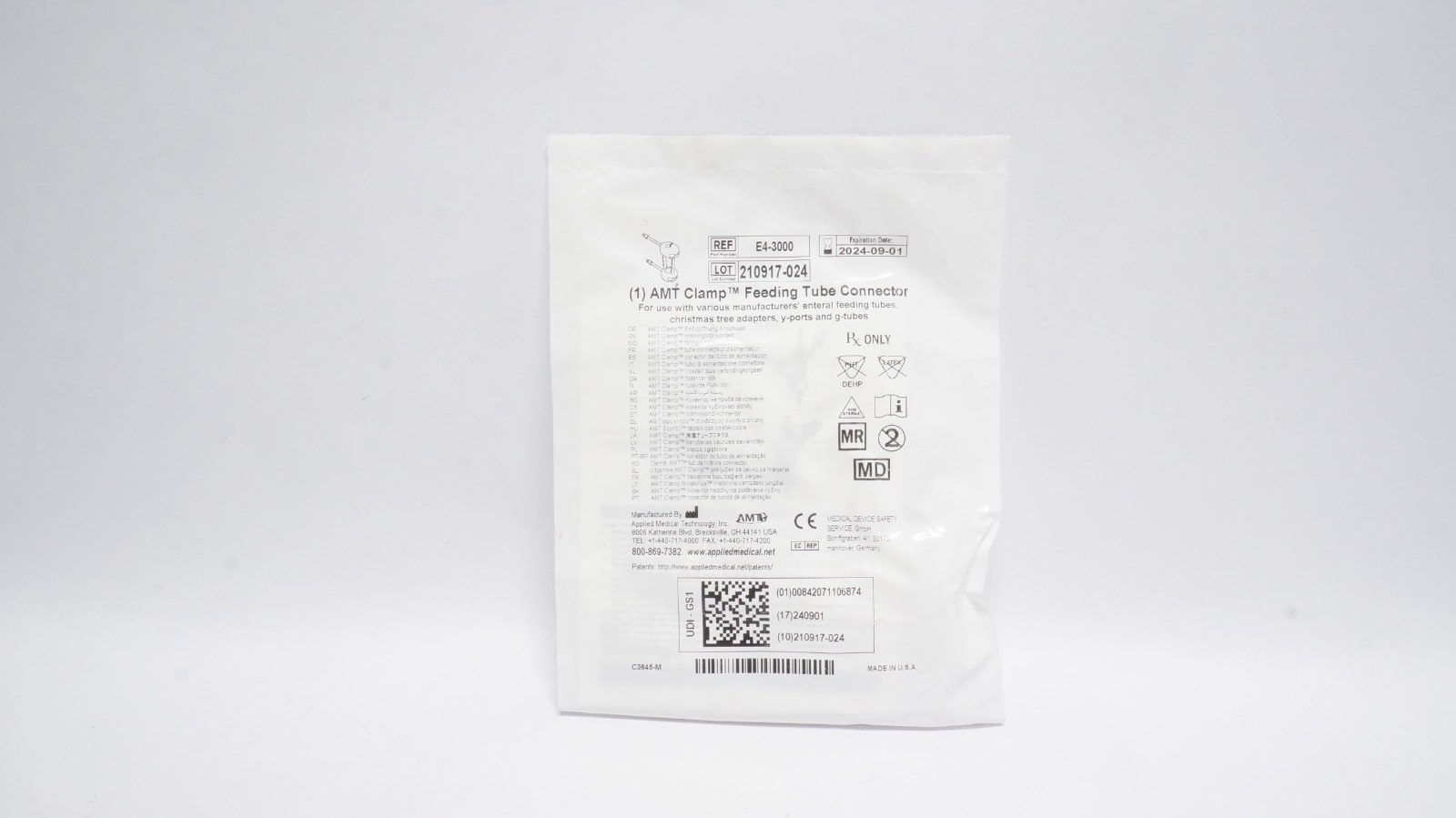 Applied Medical AMT Clamp Feeding Tube Connector E4-3000