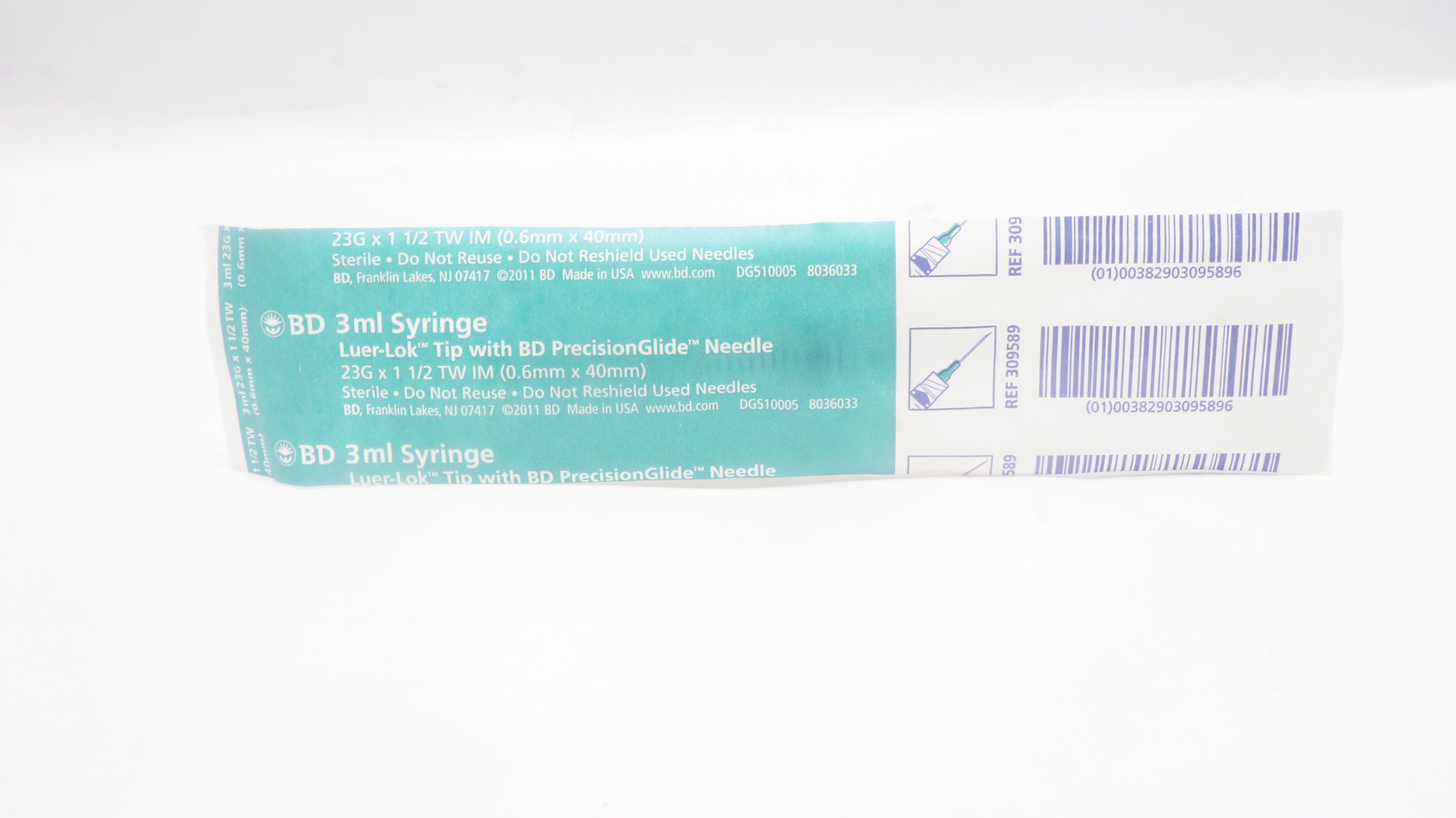 BD 309589 3ml Syringe Luer-Lok Tip with BD PrecisionGlide Ndle 23G x 1 1/2 TW IM