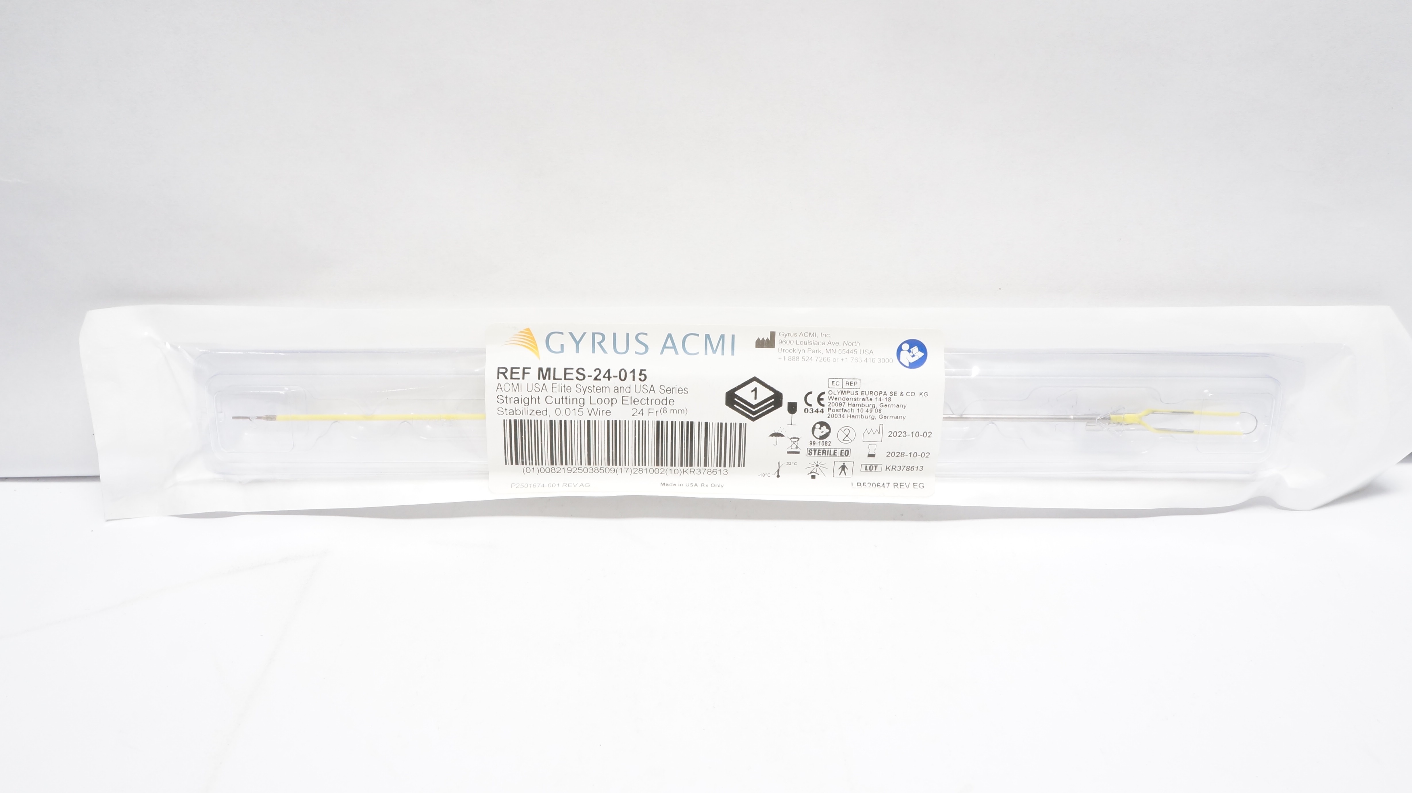 Gyrus ACMI MLES-24-015 Straight Cutting Loop Electrode 24 Fr, 0.015 Wire