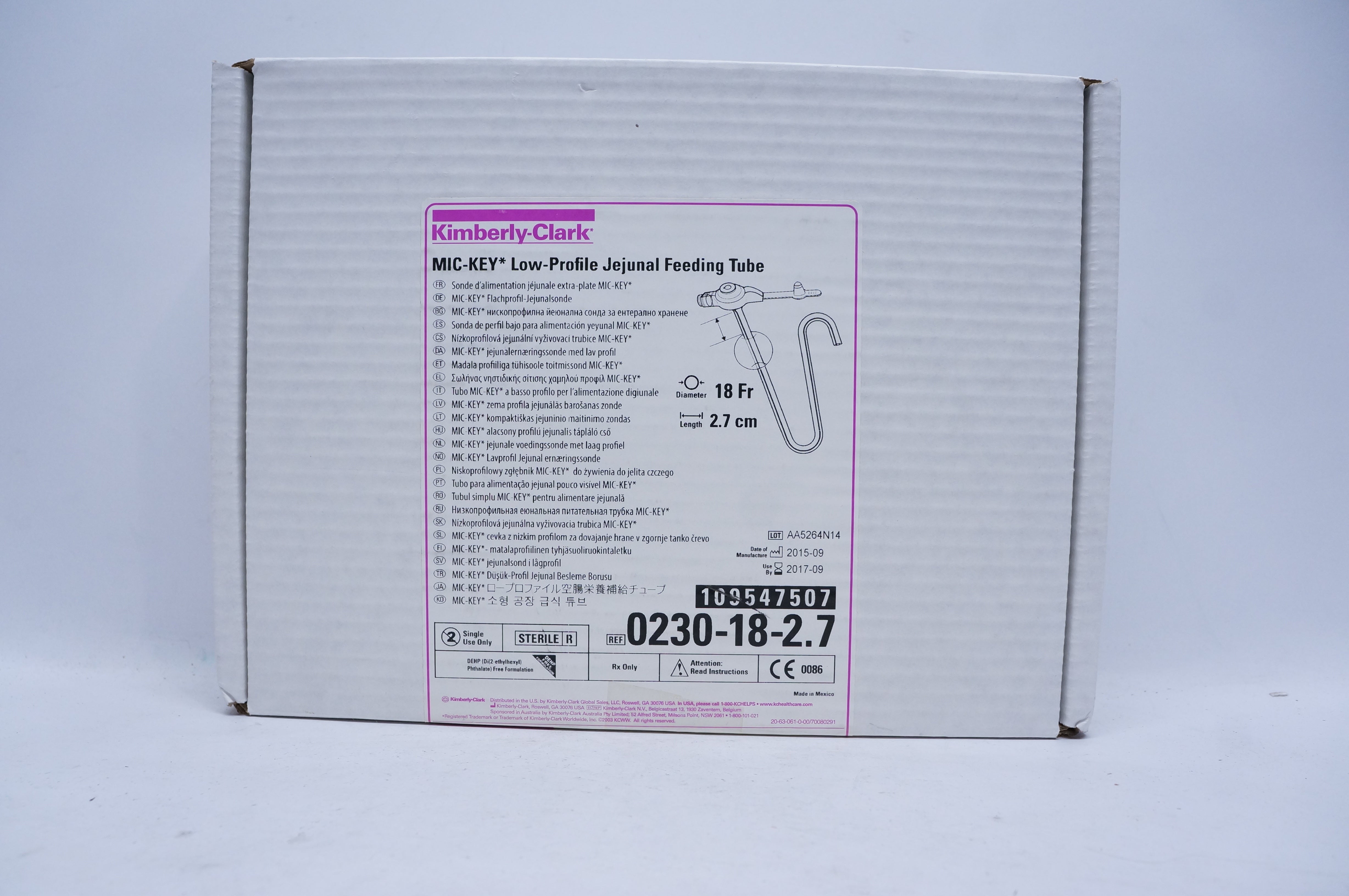 Kimberly-Clark 0230-18-2.7 MIC-Key Low-Profile Jejunal Feeding Tube 18Fr. (x)