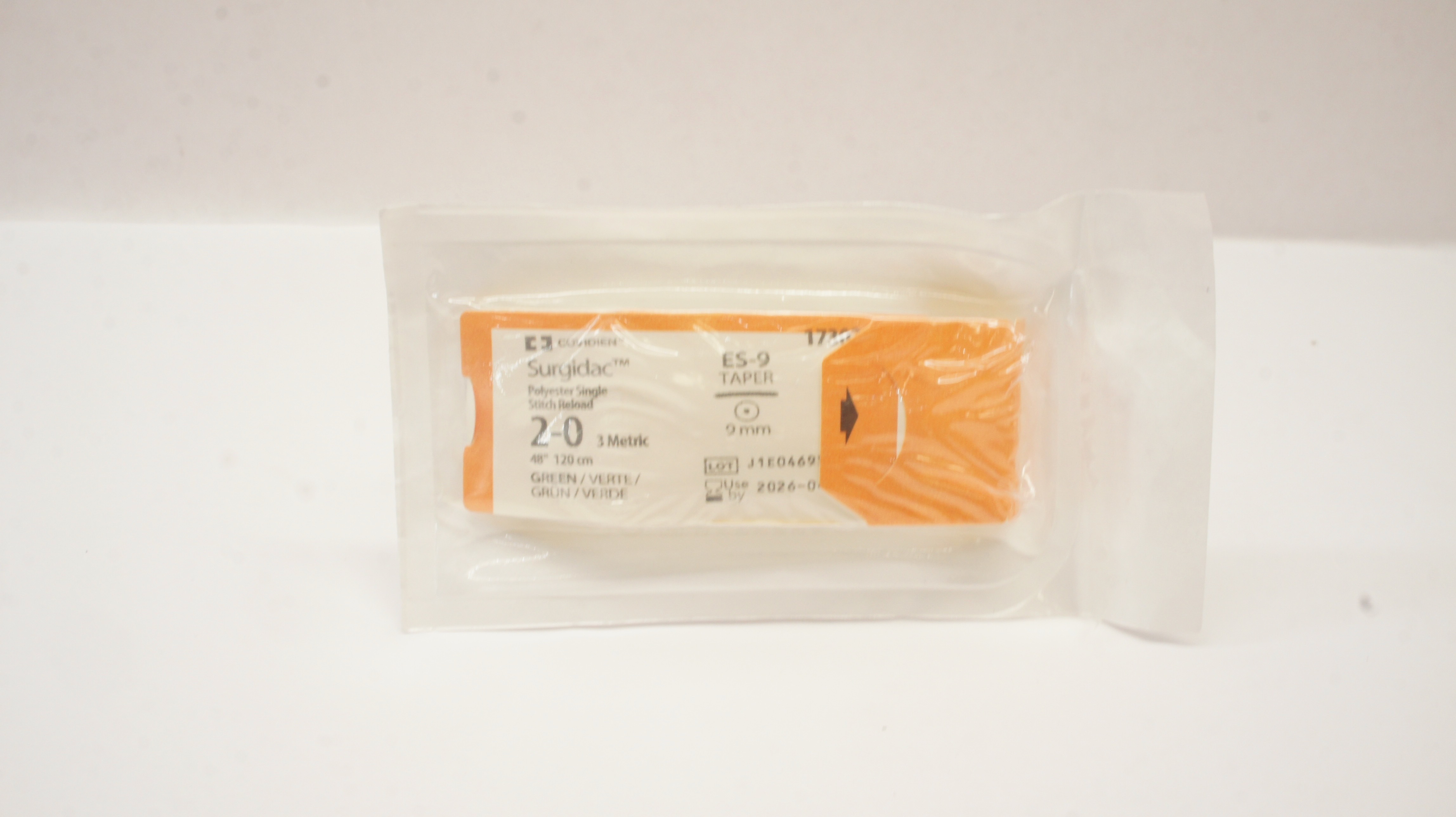 Covidien 173023 2-0 Surgidac Polyester Single Stitch Reload ES-9 Taper 48inch