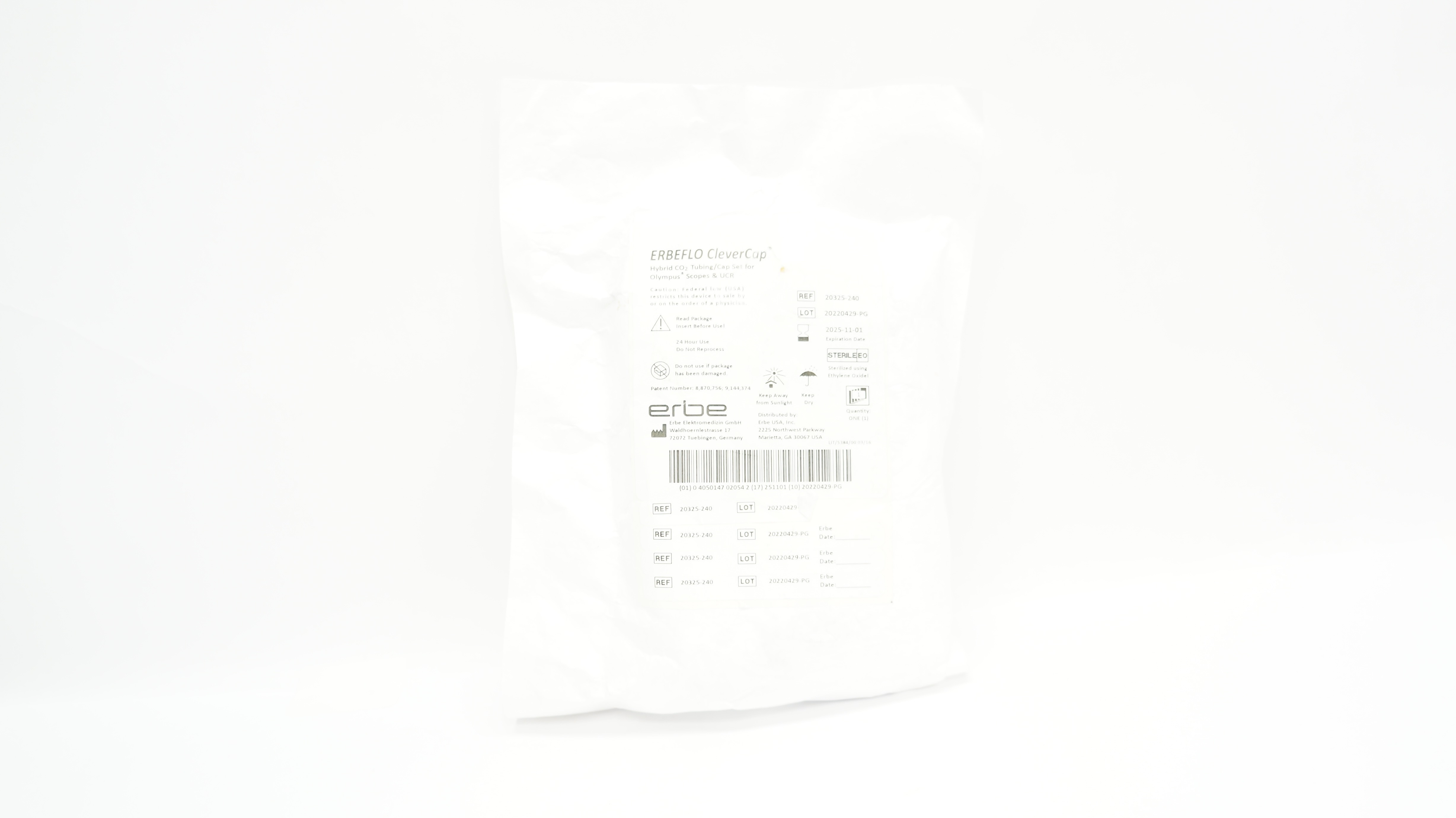 Erbe 20325-240 Erbeflo CleverCap Hybrid CO2 Tubing/Cap Set