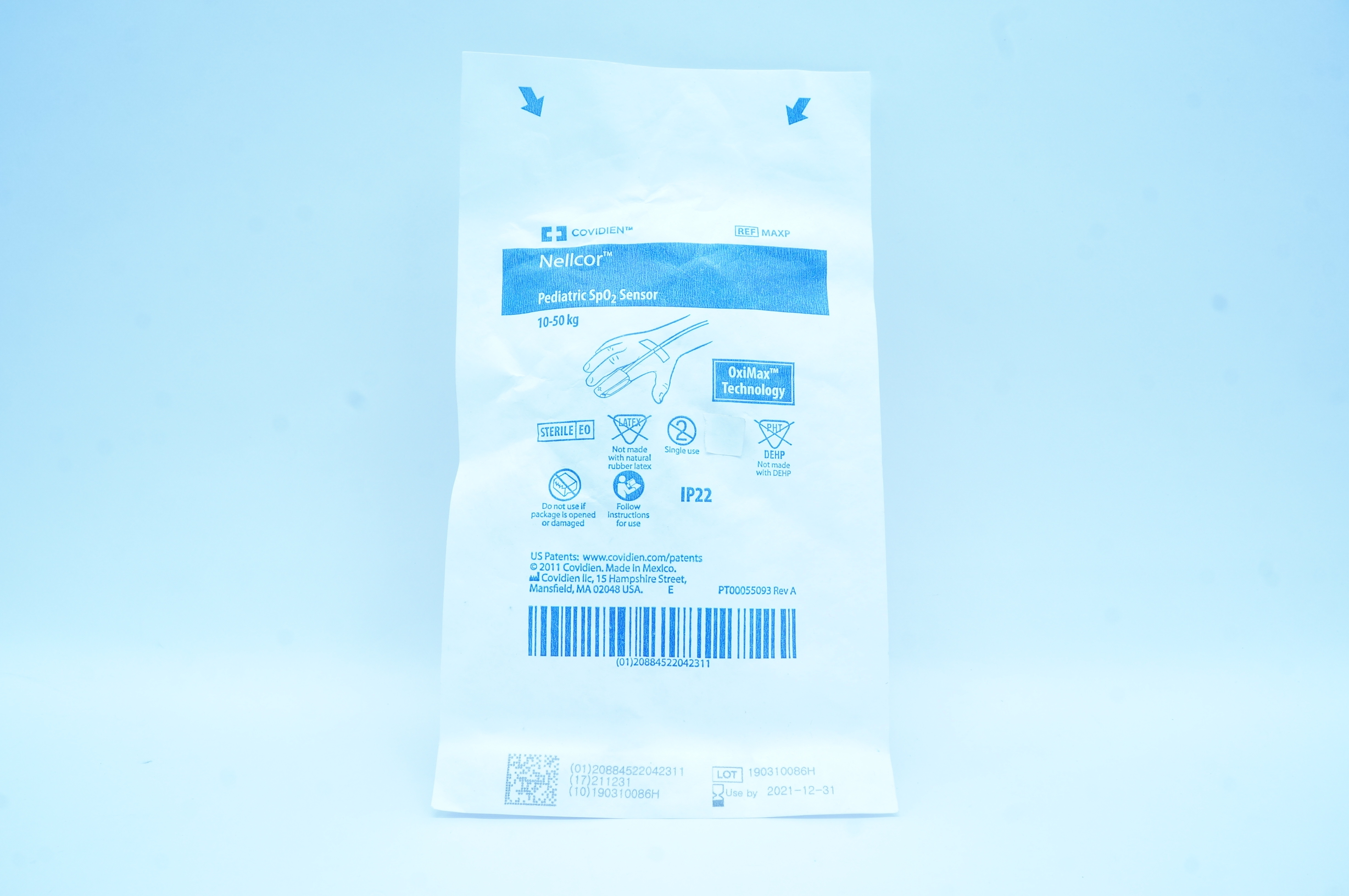 Covidien MAXP Nellcor Pediatric SpO2 Sensor OxiMax Technology 10-50kg