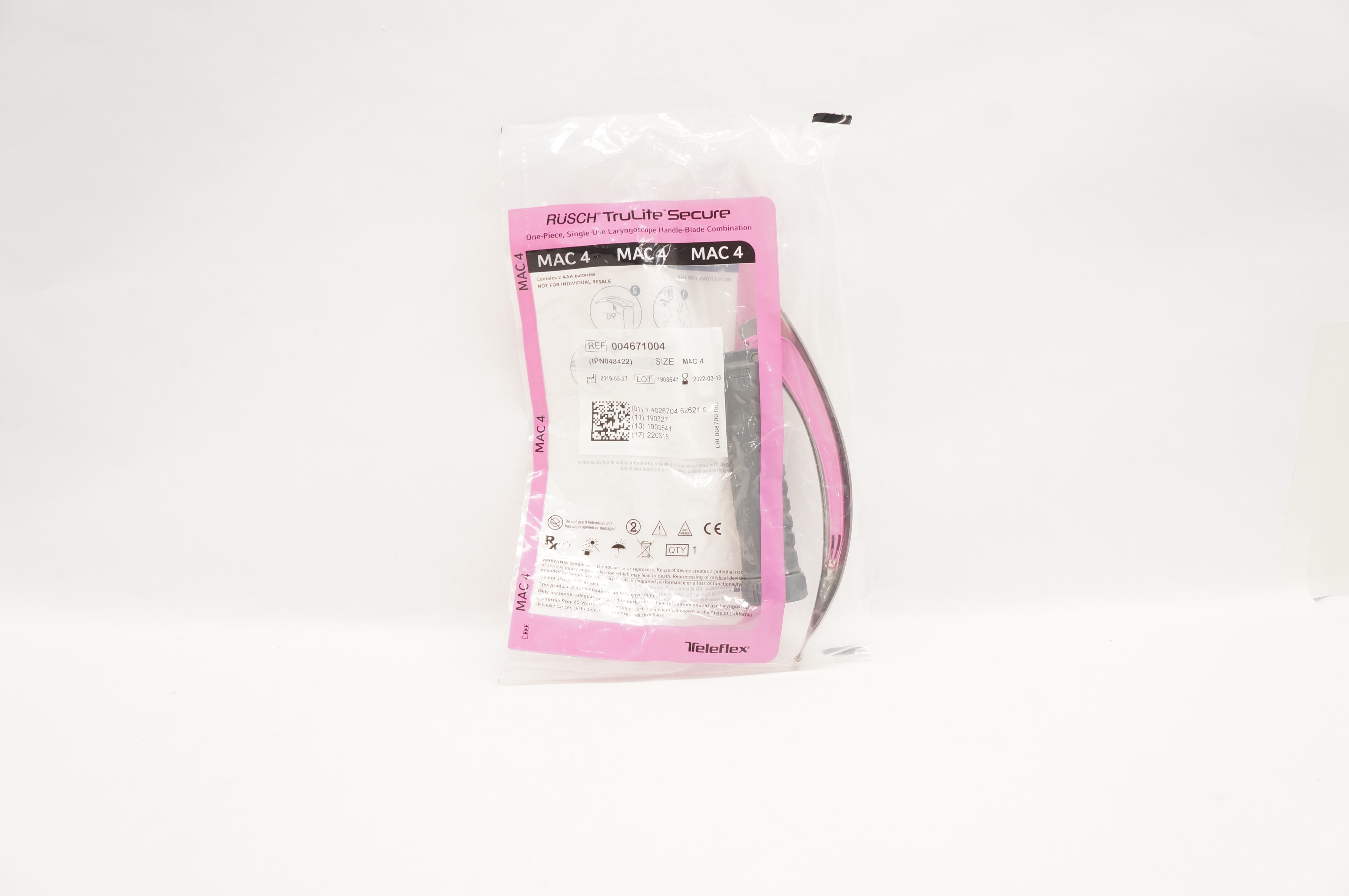 Teleflex 004671004 TruLite Secure Laryngoscope Handle-Blade Combination MAC4 (x)