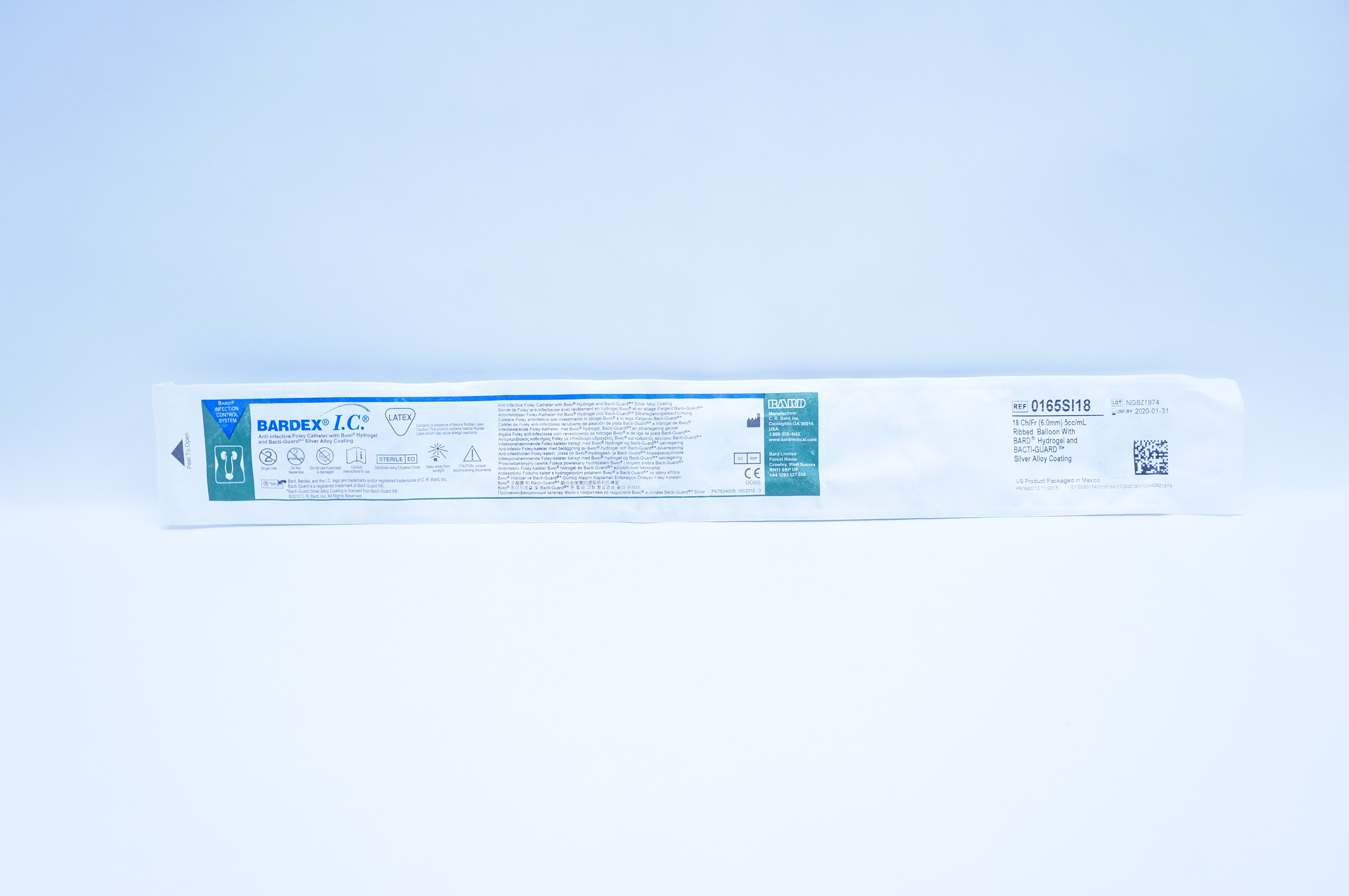 Bard 0165SI18 Bardex I.C. Anti-Infective Foley Cath. 18Ch/Fr. (x)