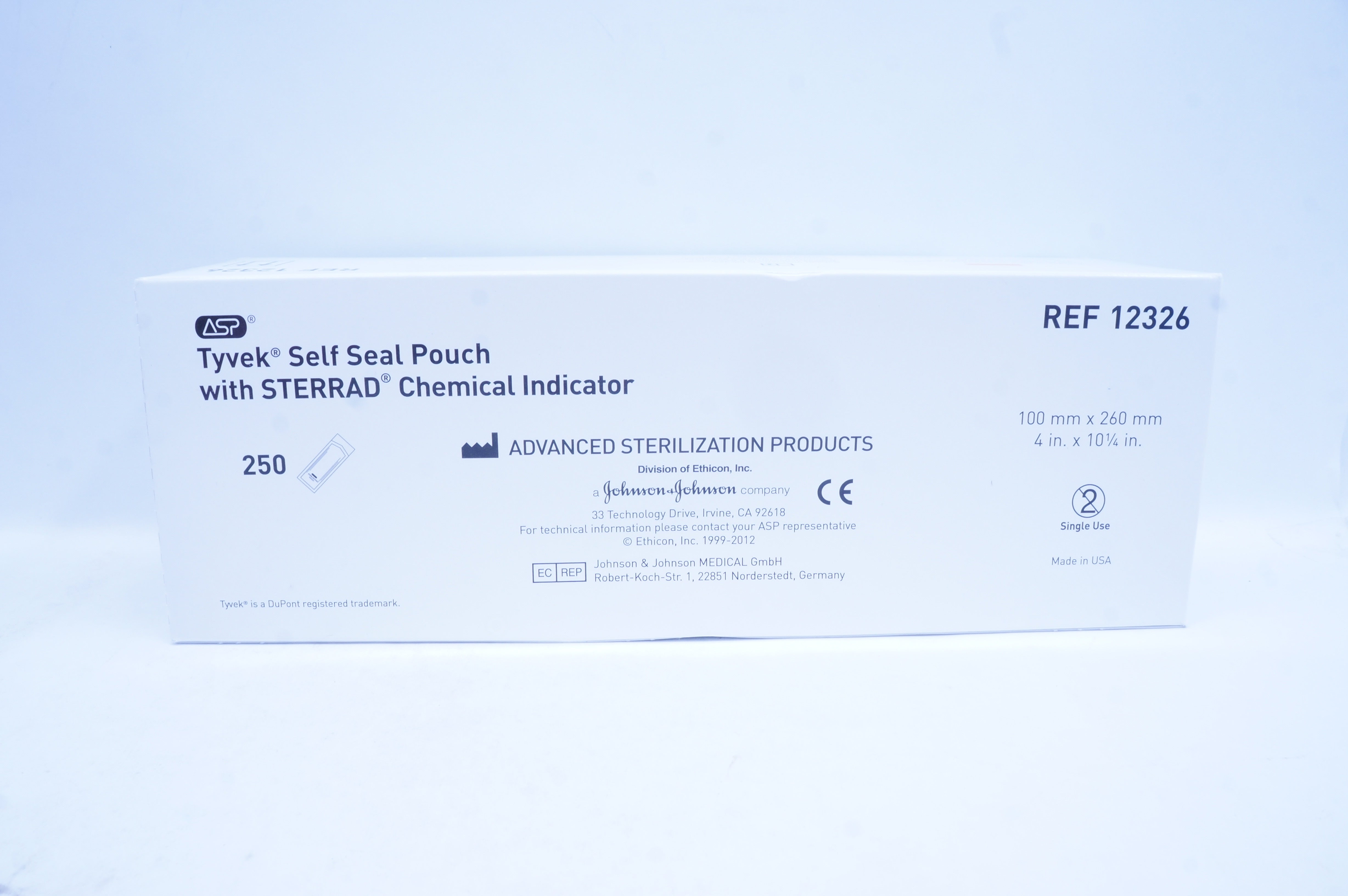 ASP 12326 Tyvek Self Seal Pouch w/Sterrad Indicator 4 x 10 1/4 in. - Box of 250