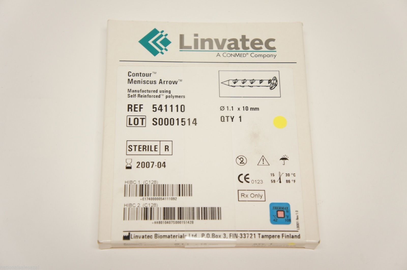 541110 ~ Linvatec Contour Meniscus Arrow Manufactured using 1.1 x 10mm (x)