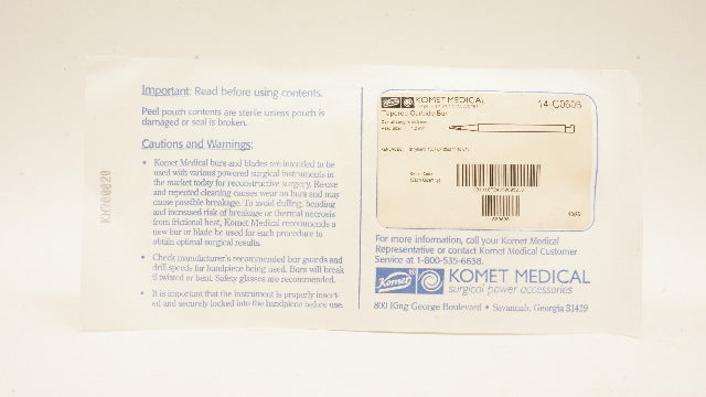Komet Medical 14-C0606 Tapered Carbide Bur
