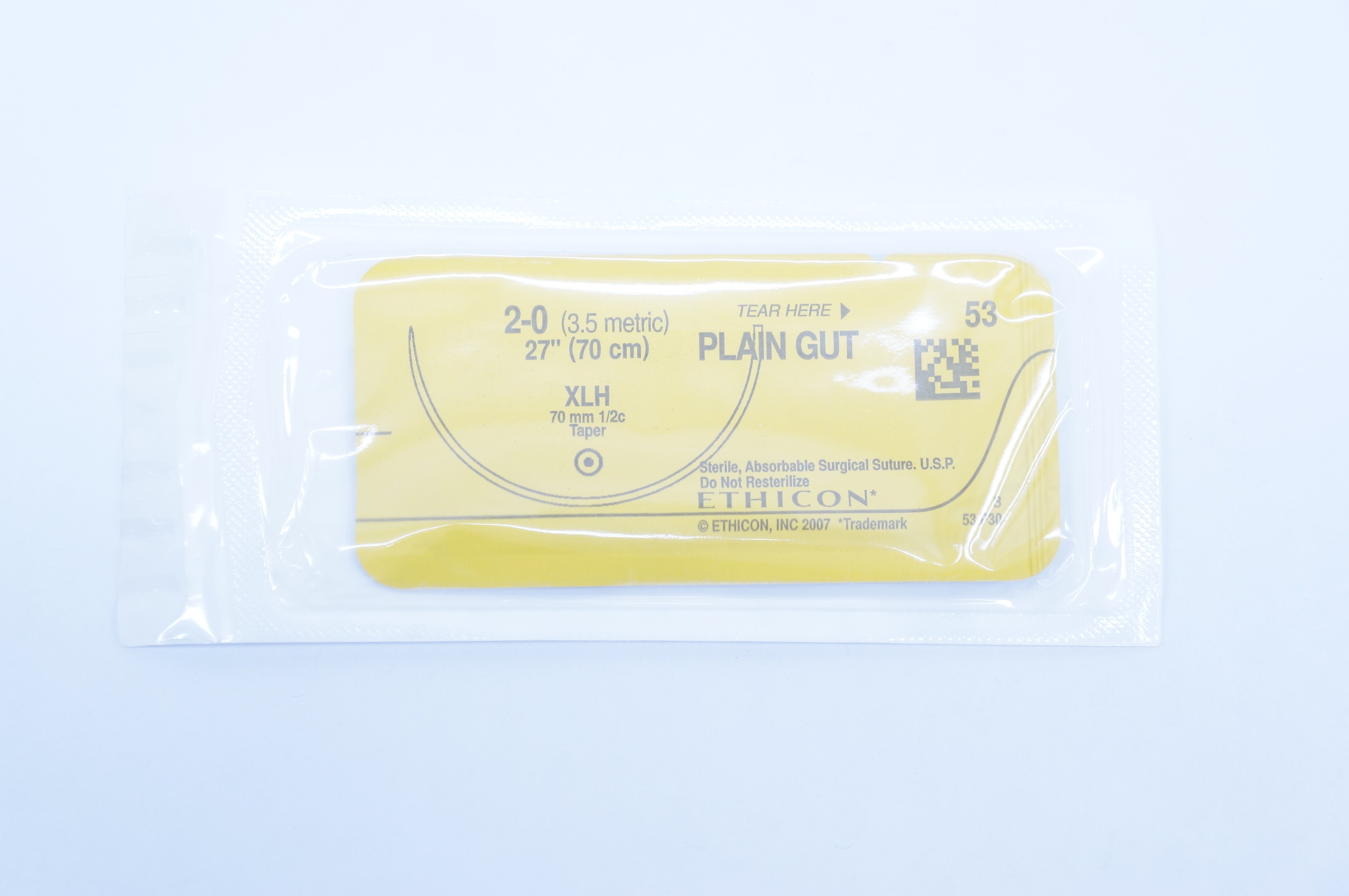Ethicon 53 2-0 Plain Gut XLH 70 mm 1/2 c Taper 27 inch (x)