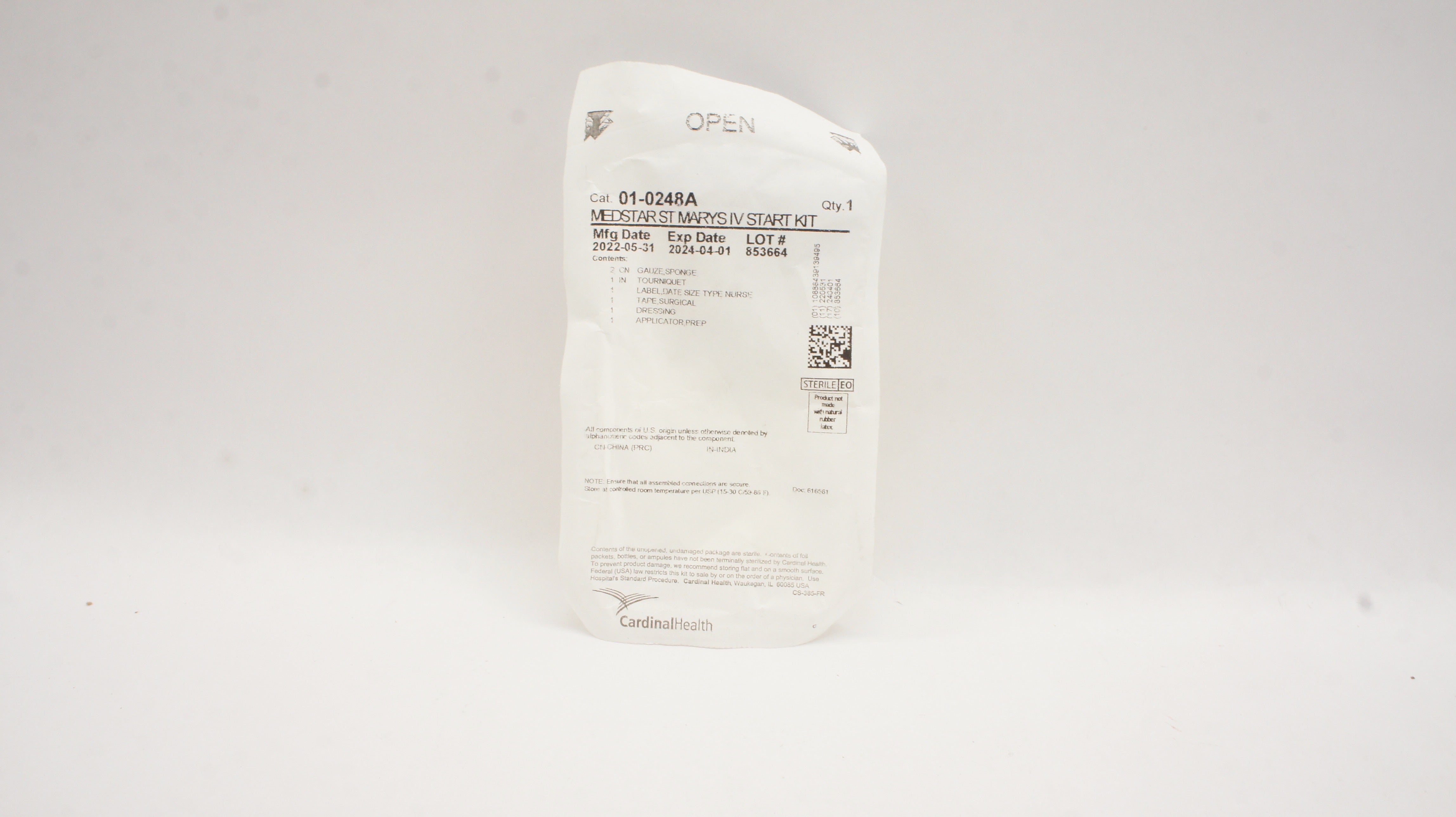 Cardinal Health 01-0248A Medstar ST Marys IV Start Kit