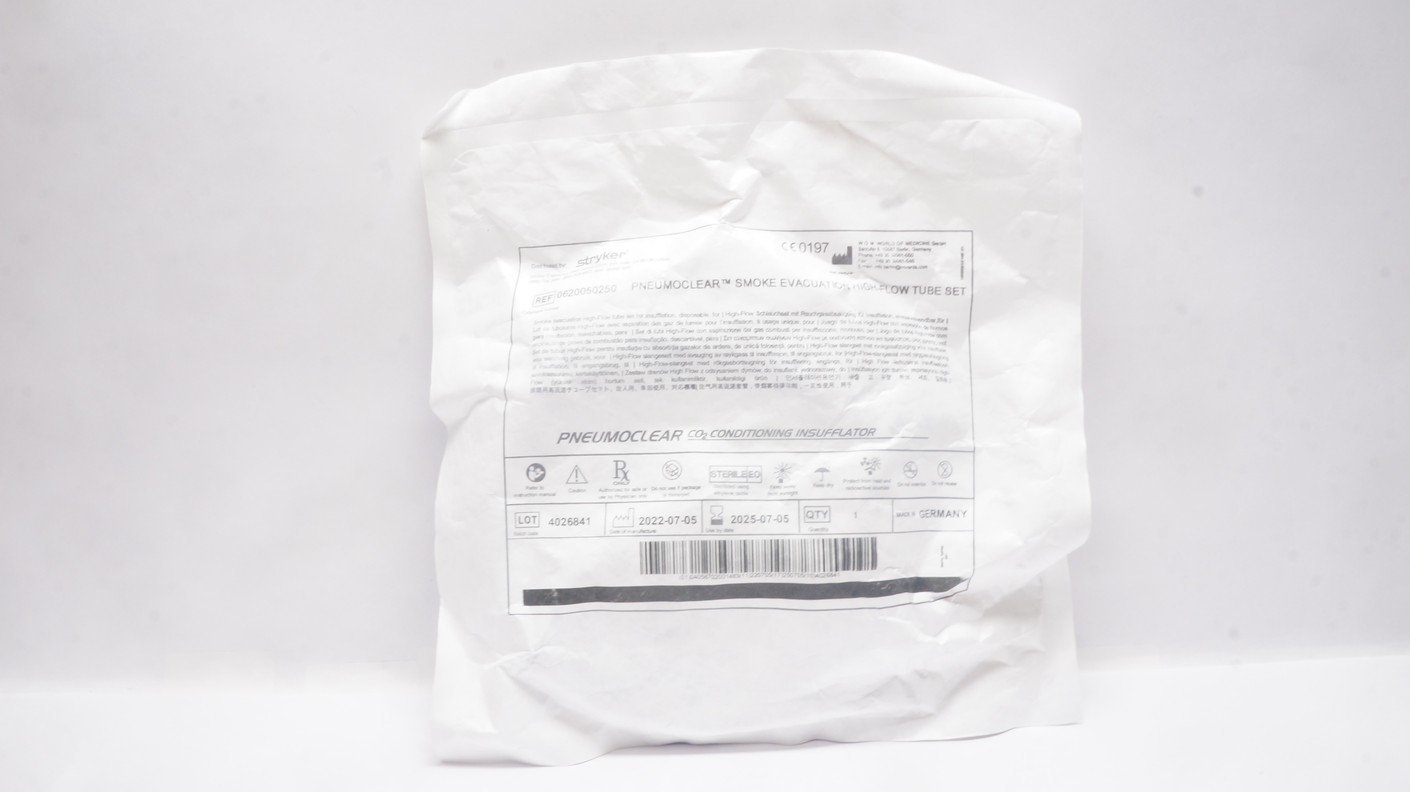 Stryker 0620050250 Pneumoclear Smoke Evacuation High-Flow Tube Set