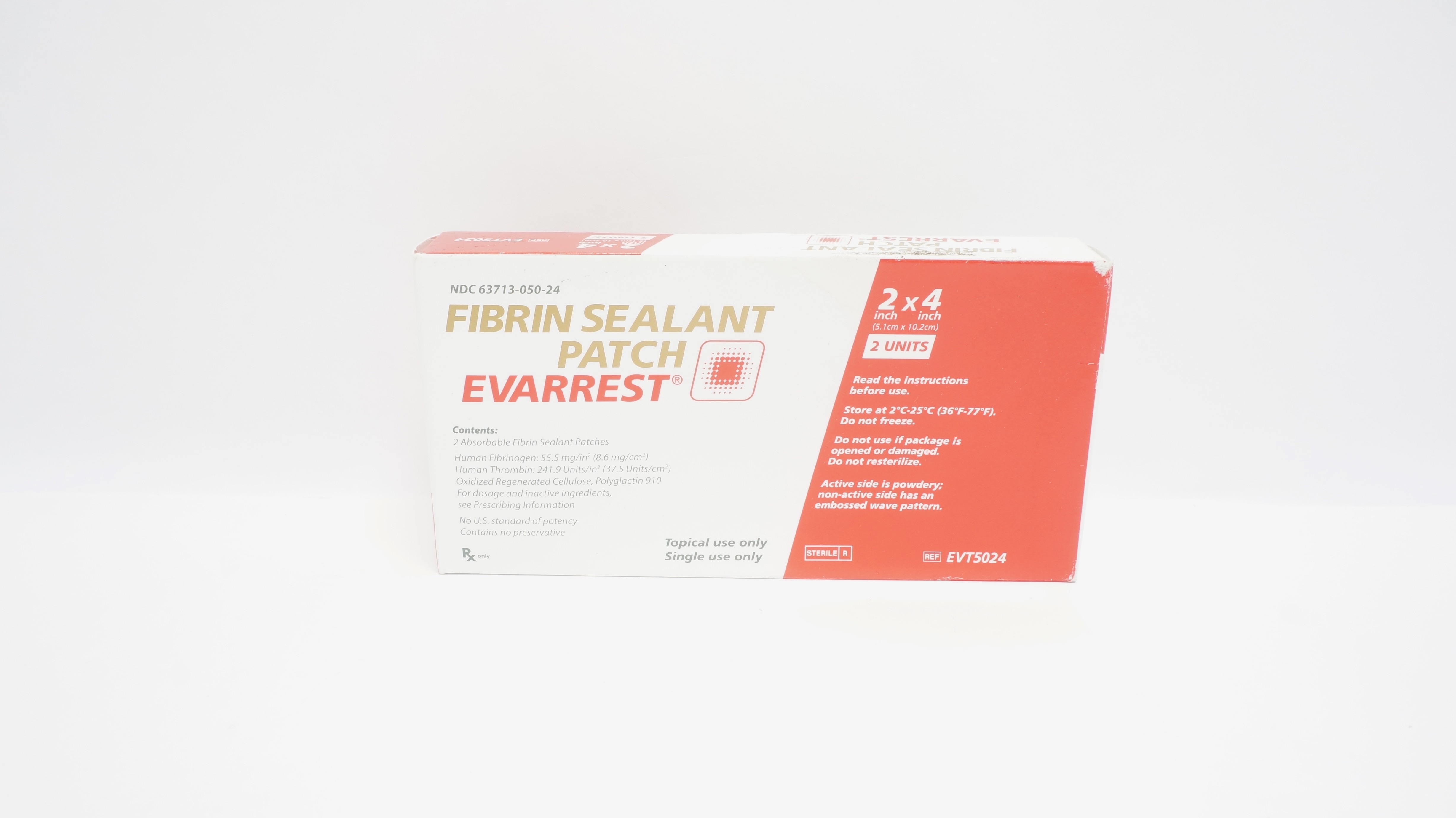 Ethicon EVT5024 Evarrest Fibrin Sealant Patch 2inch x 4inch (x) - Box of 2