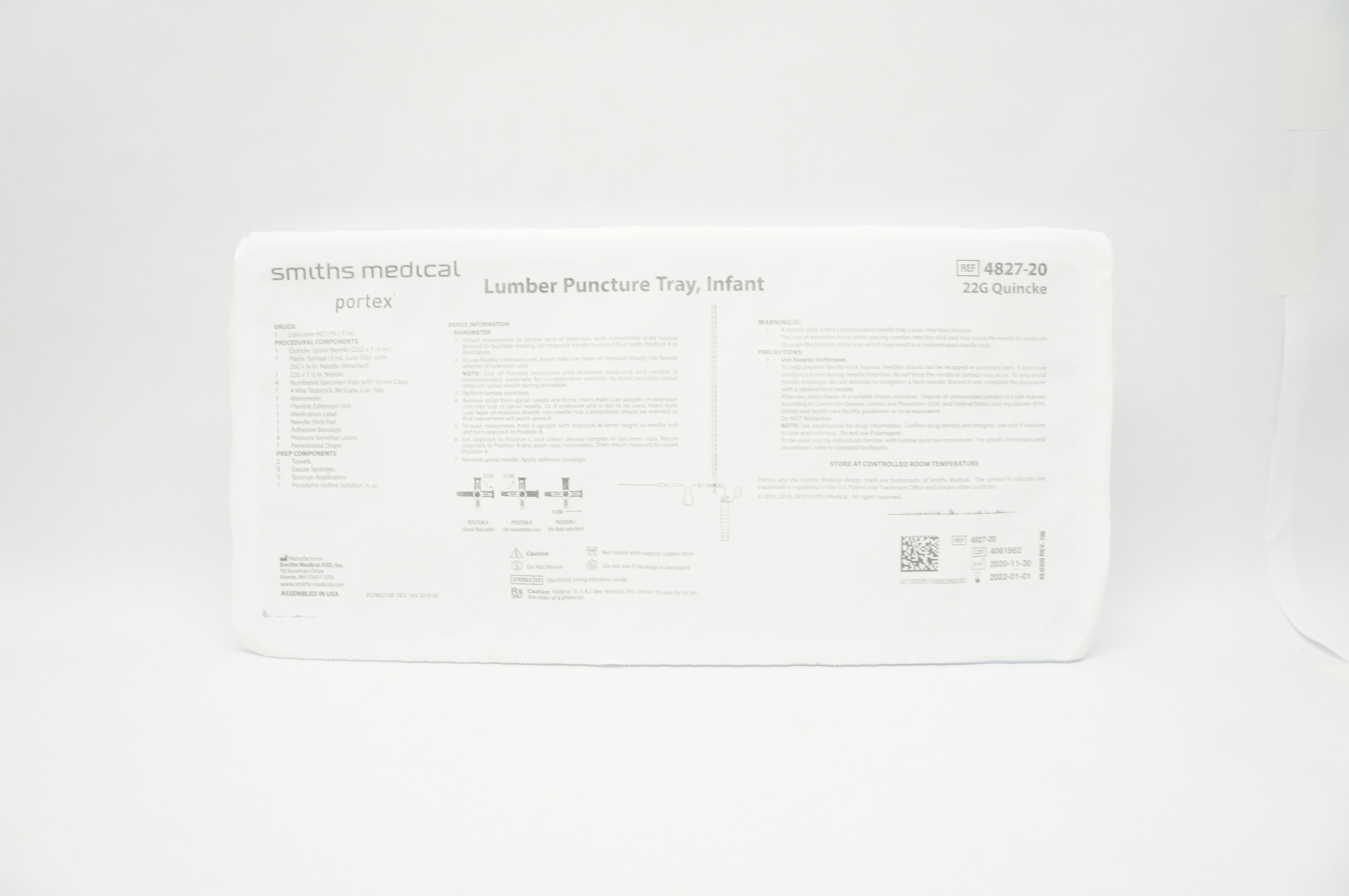 Smiths Medical 4827-20 Portex Lumbar Puncture Infant 22G Quincke (x)