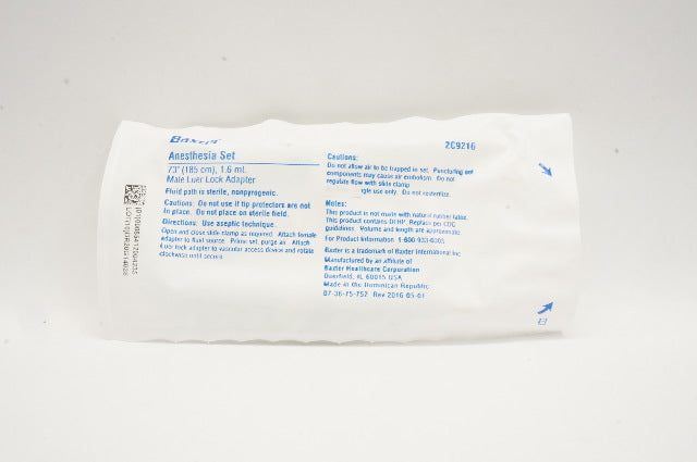 Baxter 2C9216 Anesthesia Set 73 inch x 1.6mL Male Luer Lock Adapter