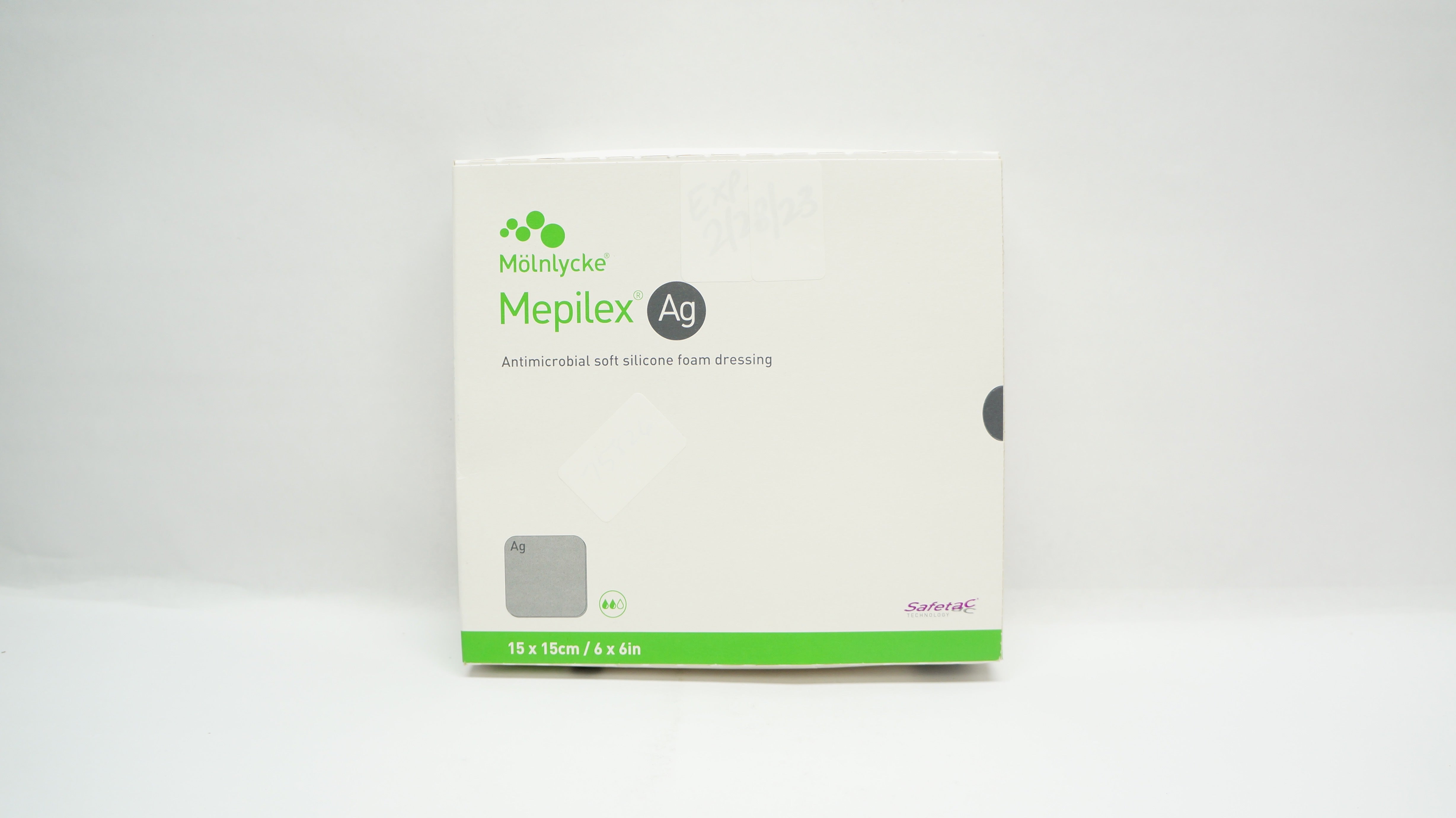 Molnlycke Healthcare 287300 Mepilex Ag w/ Safetac Technology 6x6in (x)- Box of 5