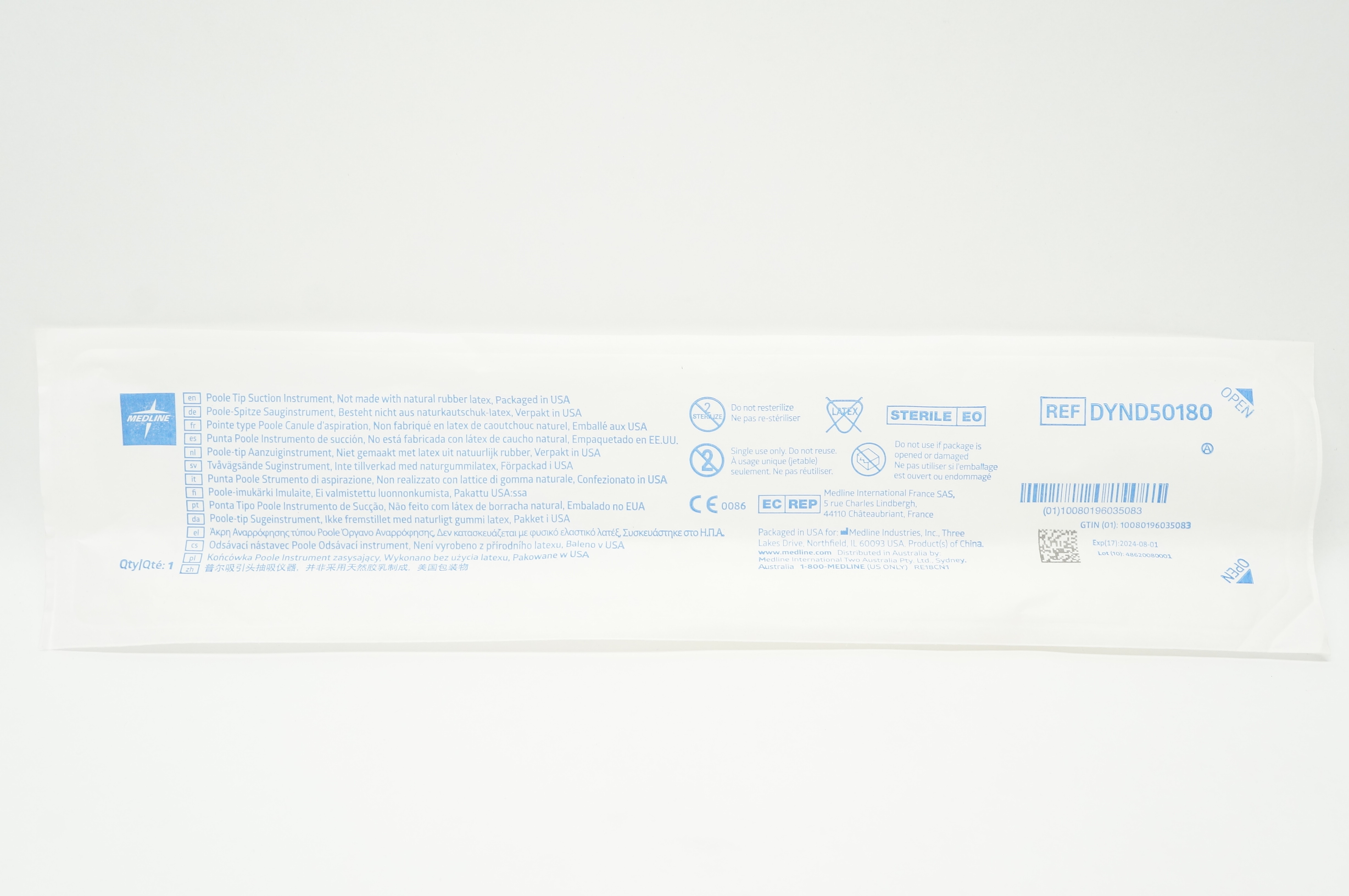 Medline DYND50180 Poole Tip Suction Instrument