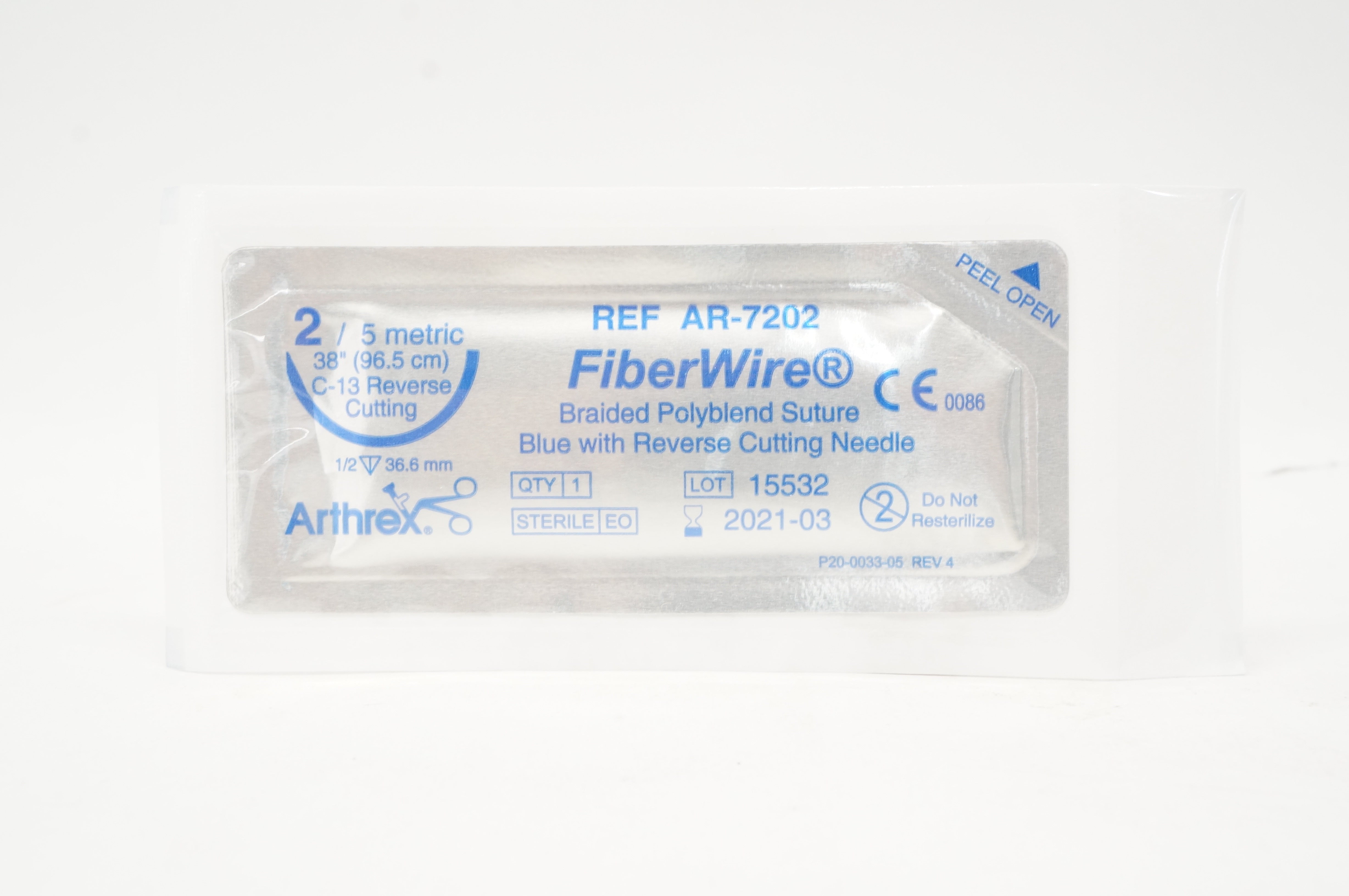 Arthrex AR-7202 FiberWire Braided Polyblend Needle 2 5 metric 38inch C-13 (x)