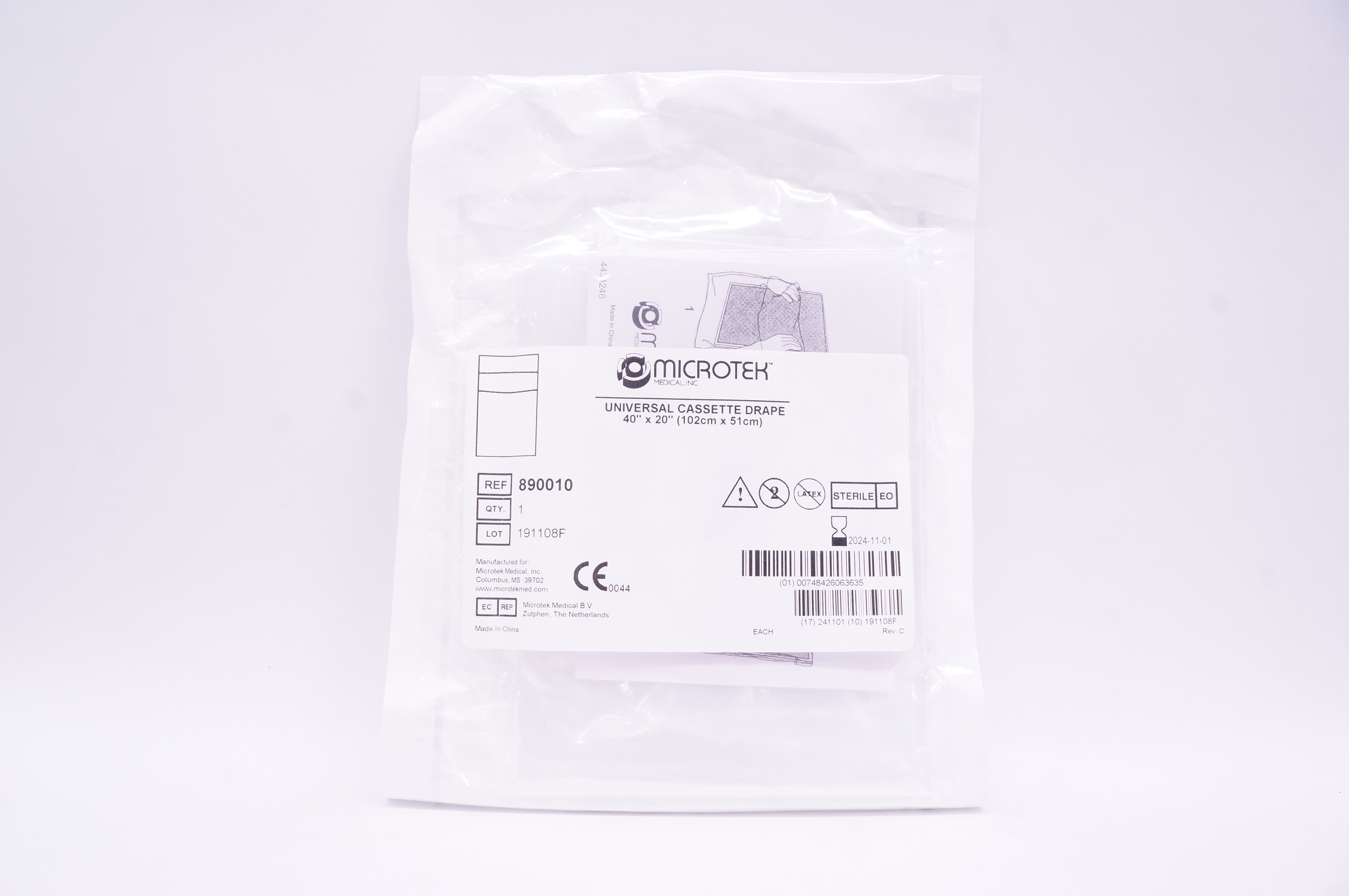 Microtek 890010 Universal Cassette Drape 40 inch x 20 inch