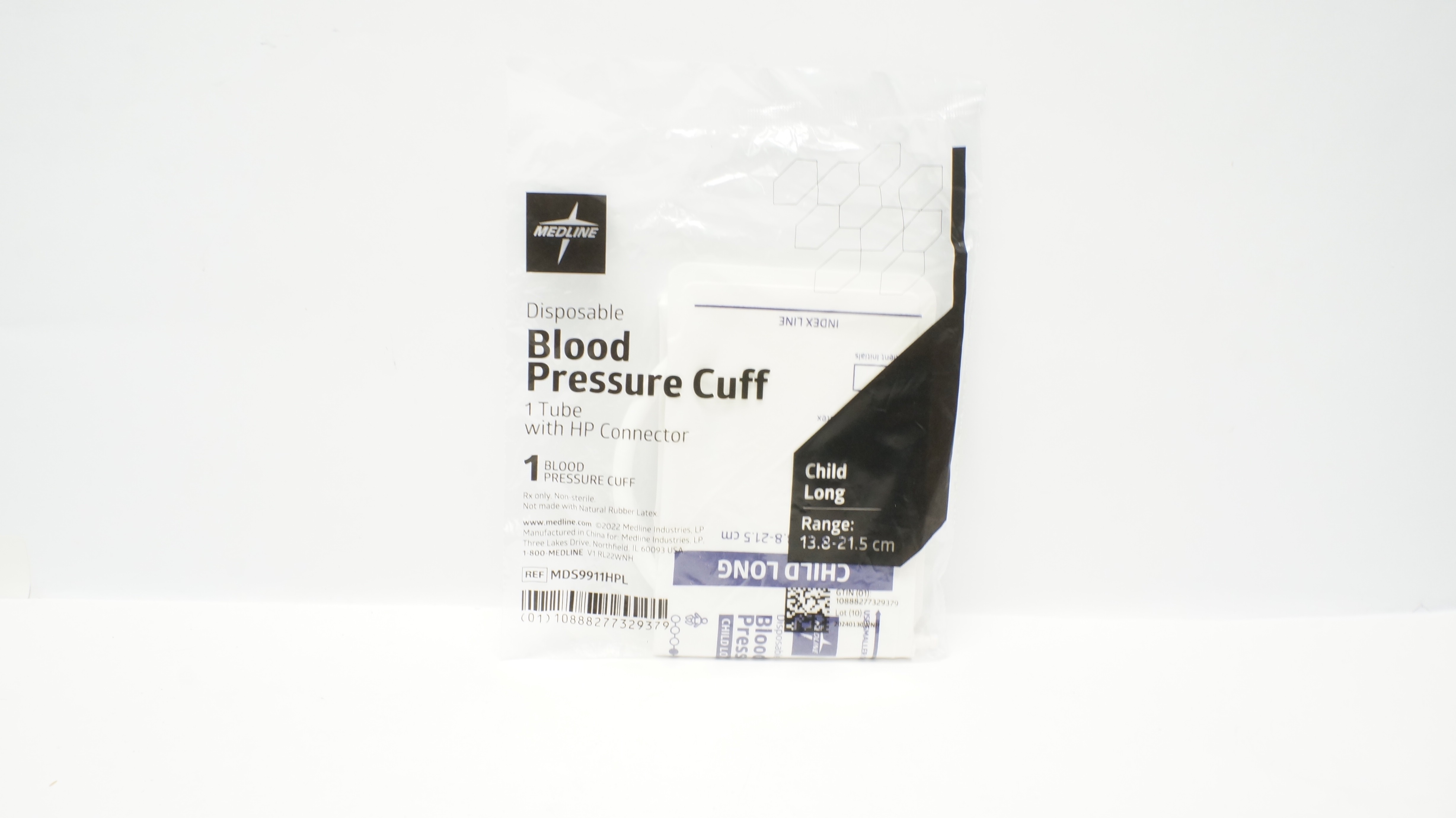 Medline MDS9911HPL Disposable BP Cuff with HP Connector Child 13.8-21.5 cm