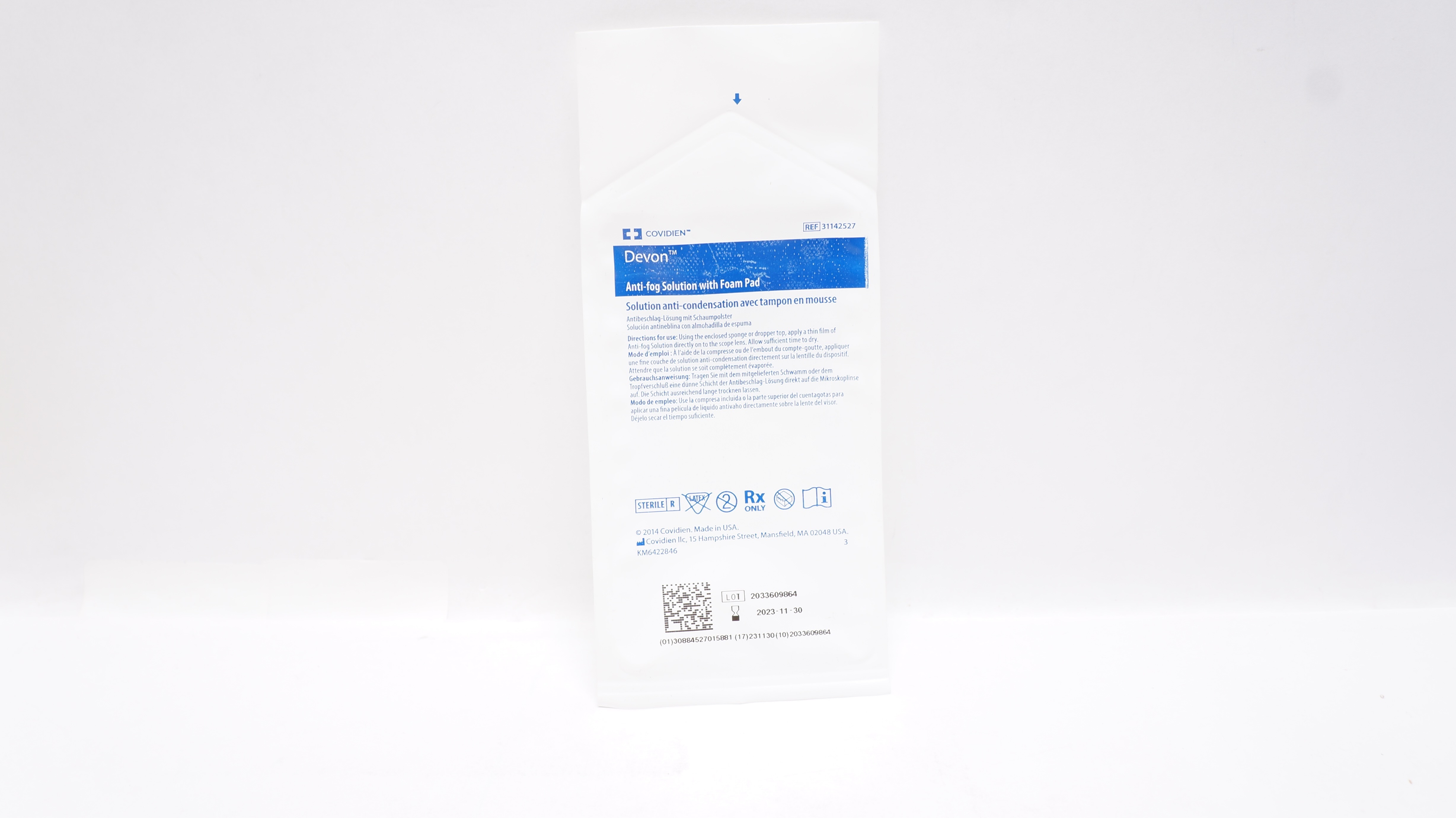 Covidien 31142527 Devon Anti-Fog Solution with Foam Pad