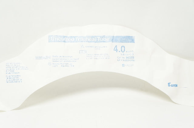 Covidien 86225 Mallinckrodt Uncuffed Tracheal Tube  4.0ID x 5.6mmOD