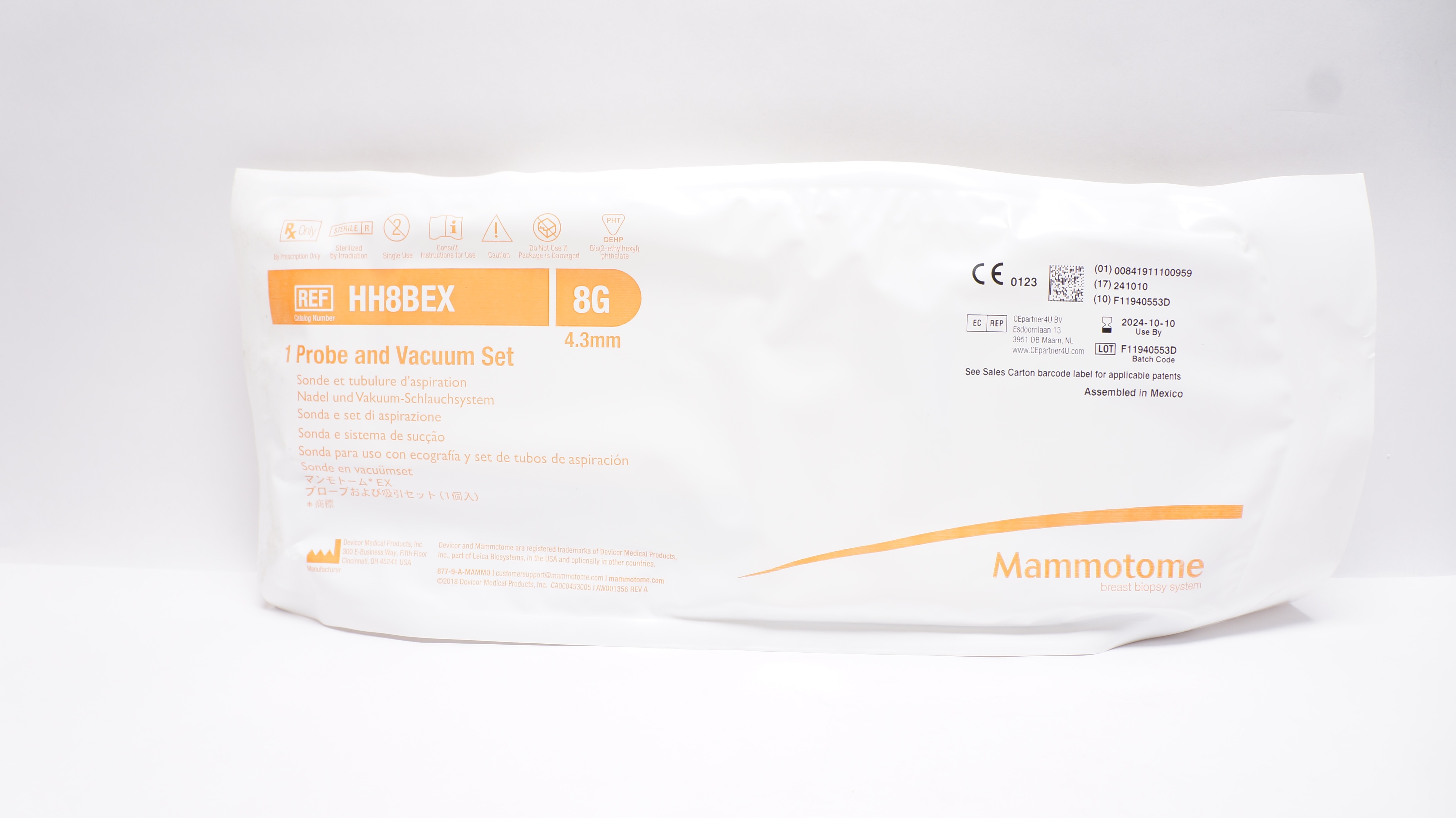 Devicor Medical HH8BEX Mammotome 1 Probe and Vacuum Set 8G x 4.3mm