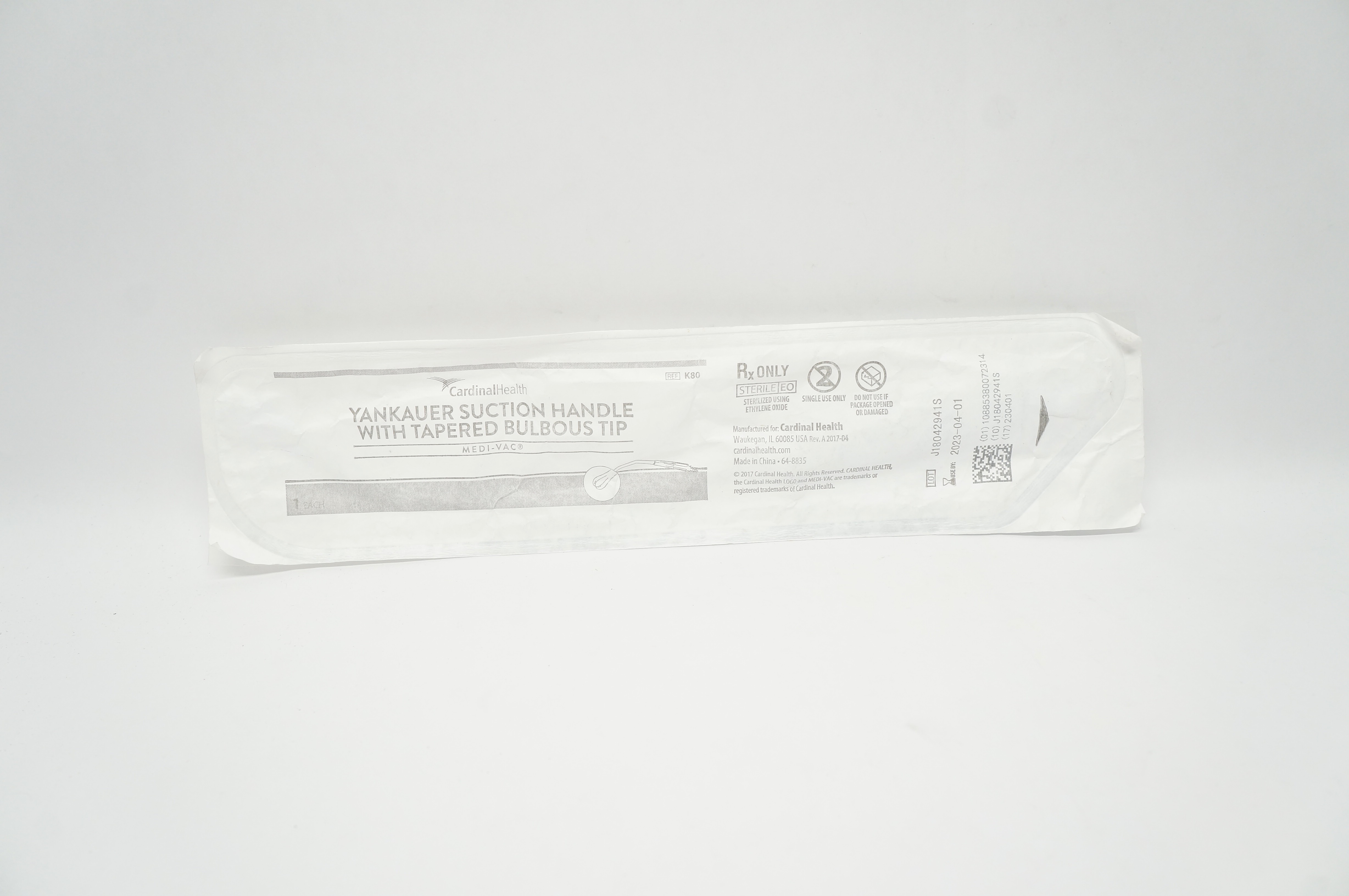 Cardinal Health K80 Yankauer Suction Handle With Tapered Bulbous Tip