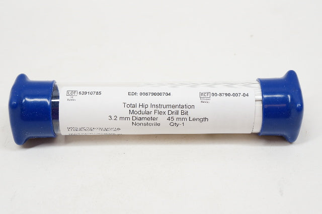 Zimmer 00-8790-007-04 Total Hip Instrumentation, Flex Drill Bit, 3.2mm x 45mm