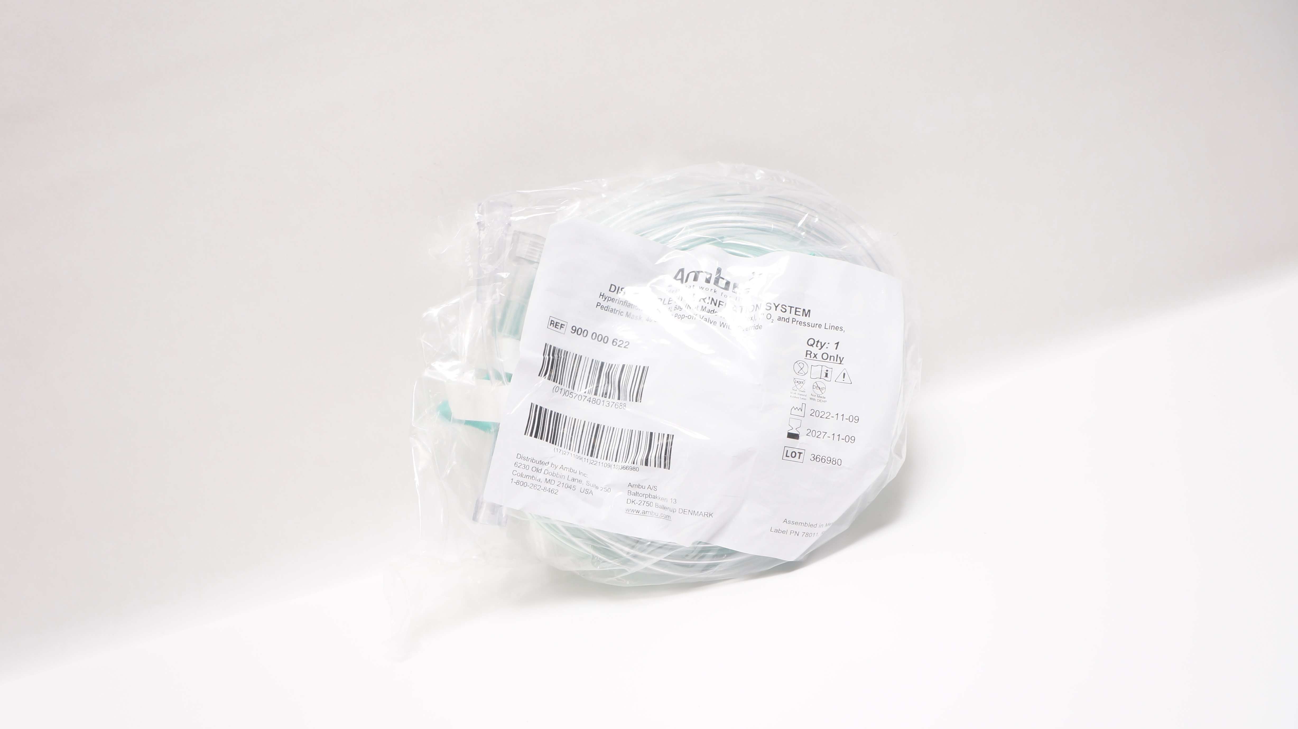 Ambu 900 000 622 Disposable Hyperinflation System 1L Bag, Pediatric Mask