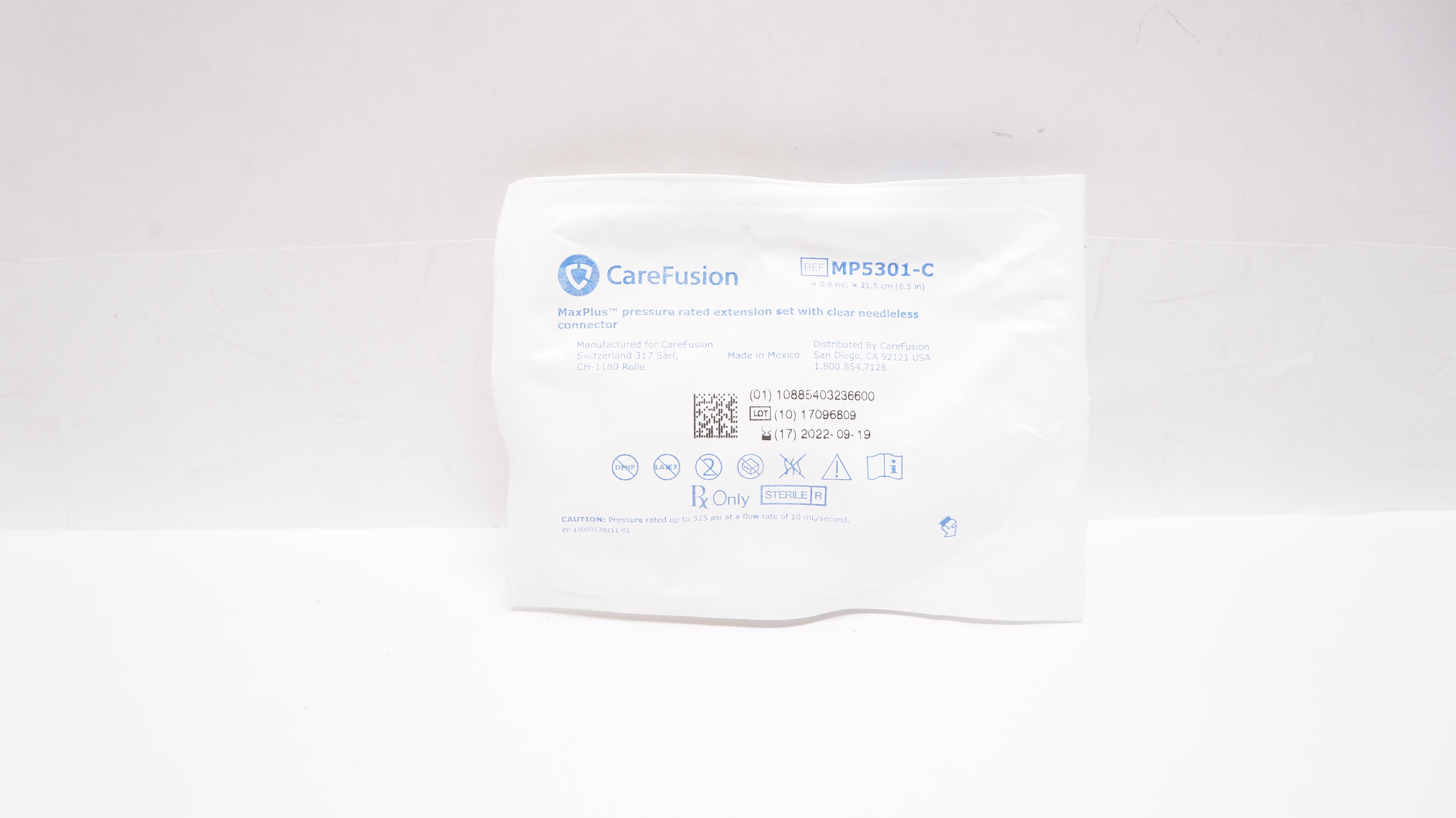 CareFusion MP5301-C MaxPlus Pressure Rated Extension Set 8.5inch x 0.8ml (x)