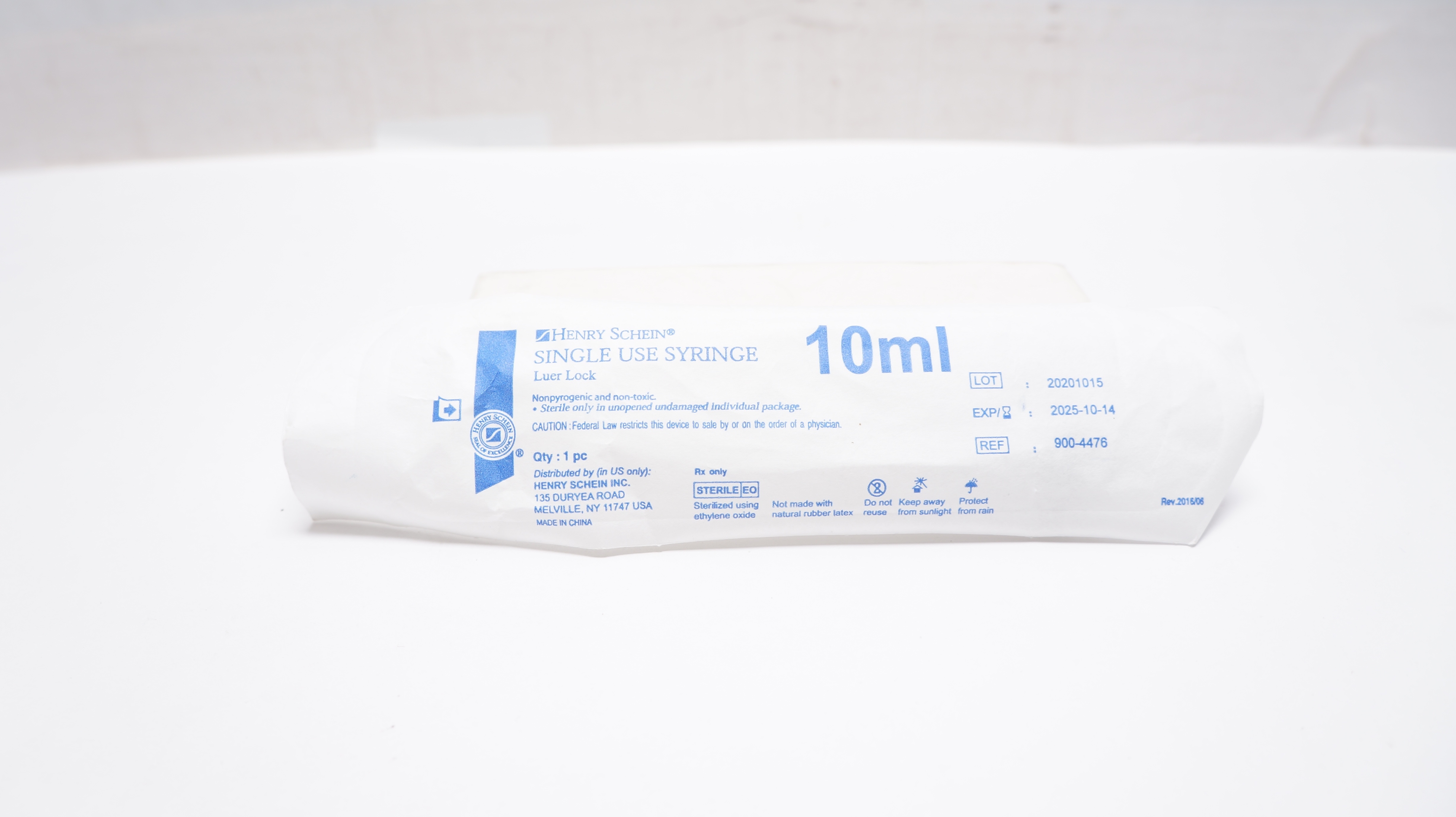 Henry Schein 900-4476 Single Use Syringe Luer Lock 10ml