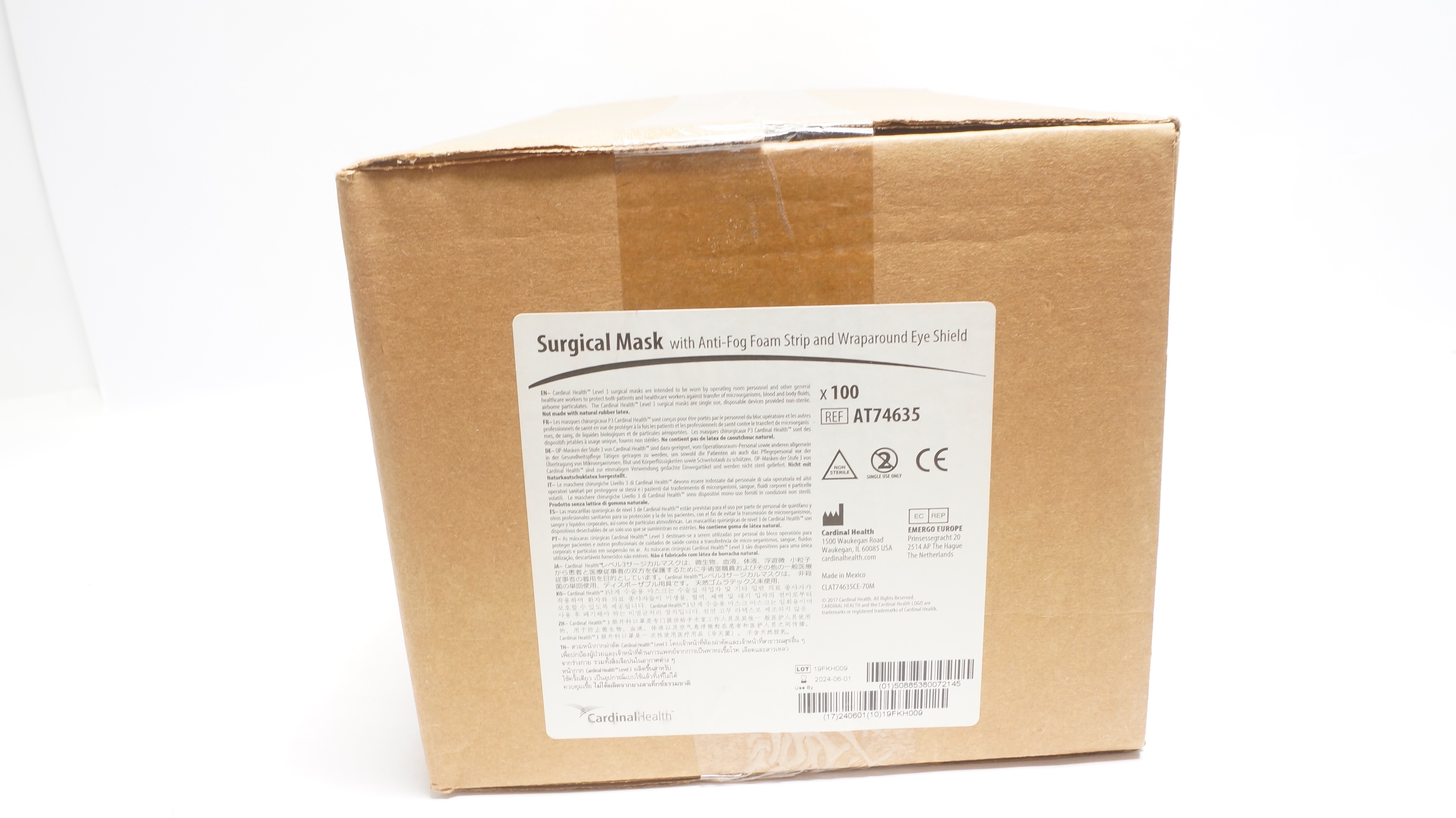 Cardinal Health AT74635 Surgical Mask 160mm Hg - Case of 100 (x)