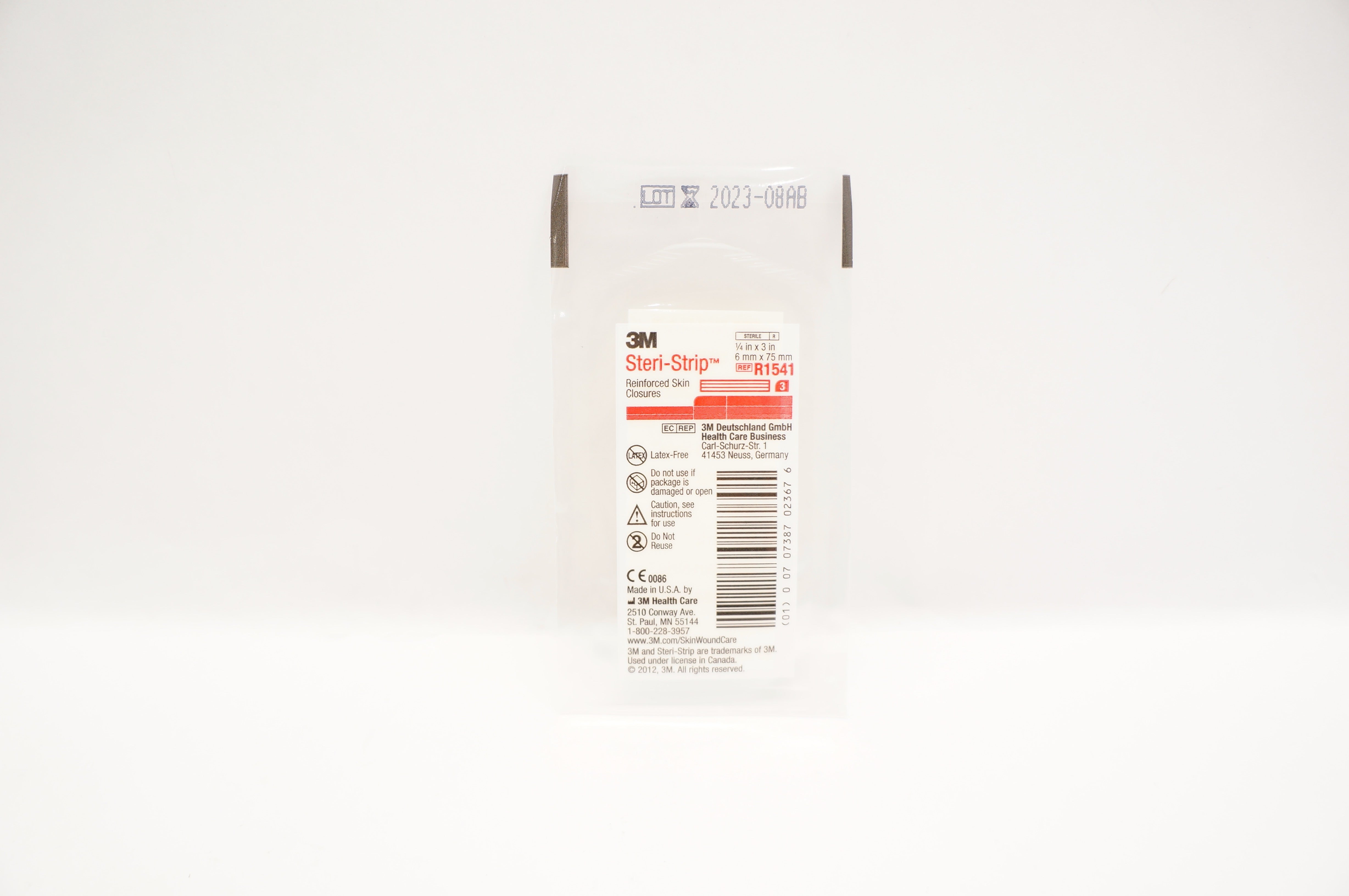 3M R1541 Steri-Strip Reinforced Skin Closures 1/4inch x 3inch - Pack of 3