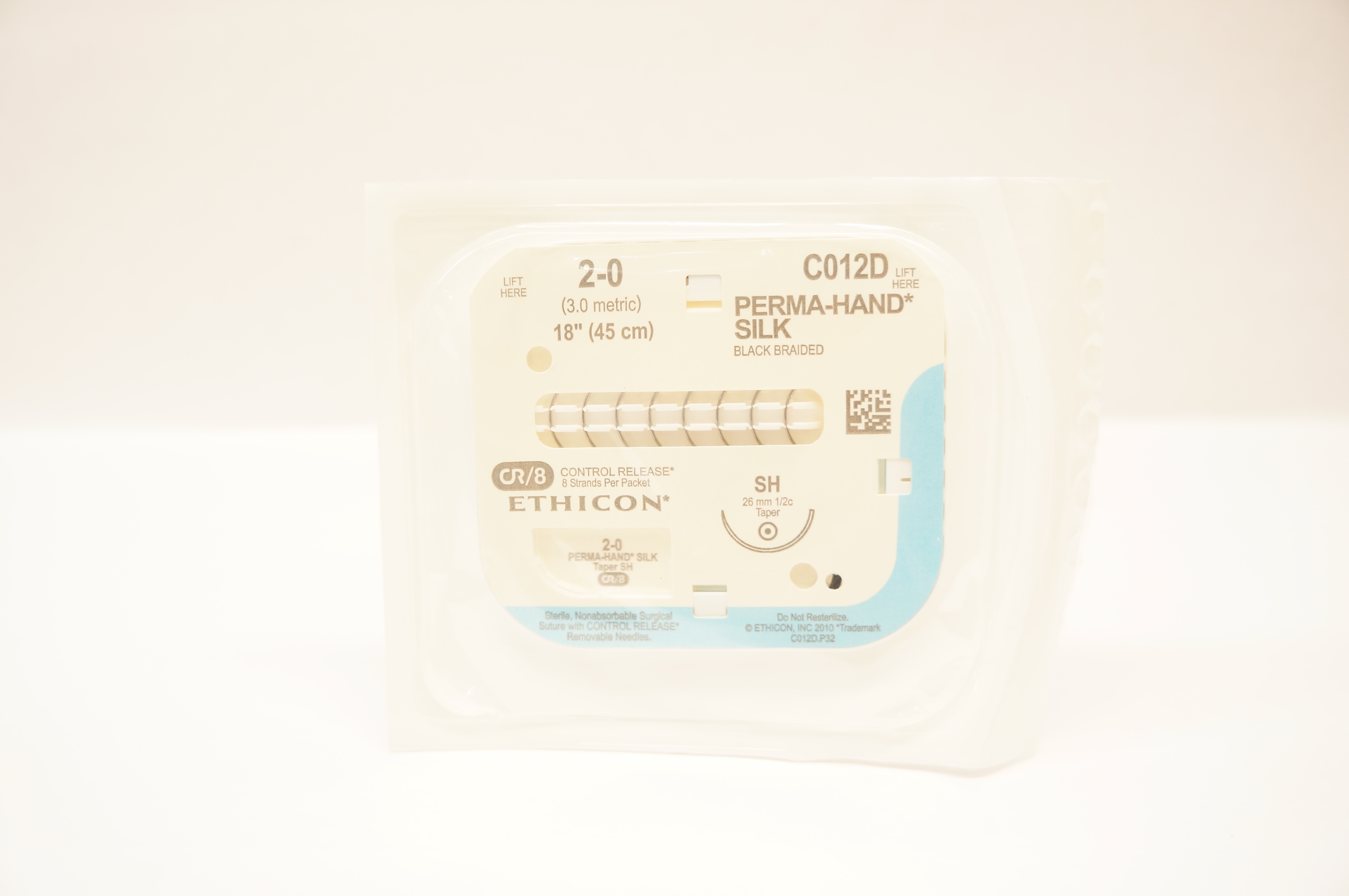 Ethicon C012D 2-0 Perma-Hand Silk, Surgical Stre SH 26mm 1/2c Taper, 18inch