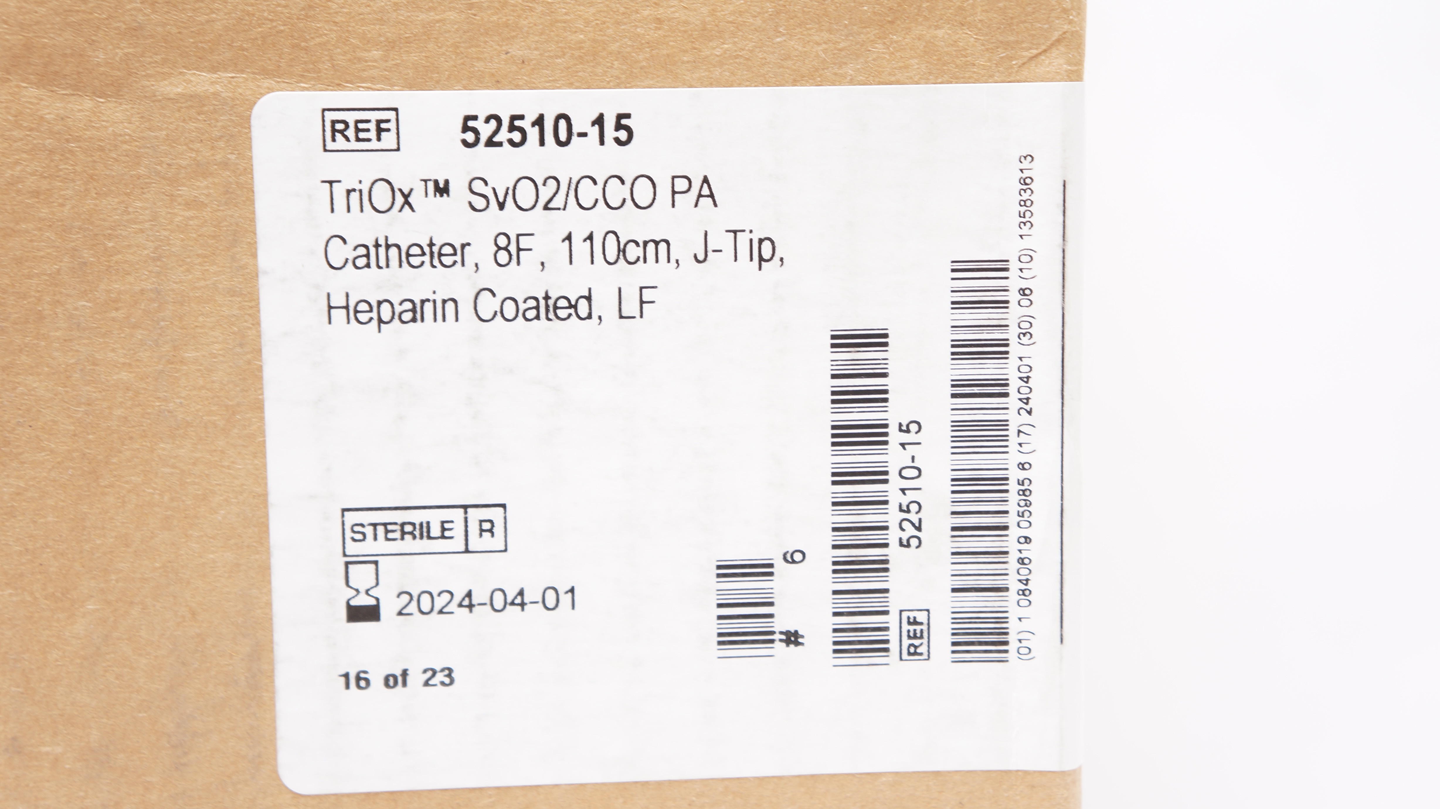 ICU Medical 52510-15 TriOx SvO2/CCO PA Cath.  LF 8F x 110cm - Box of 6
