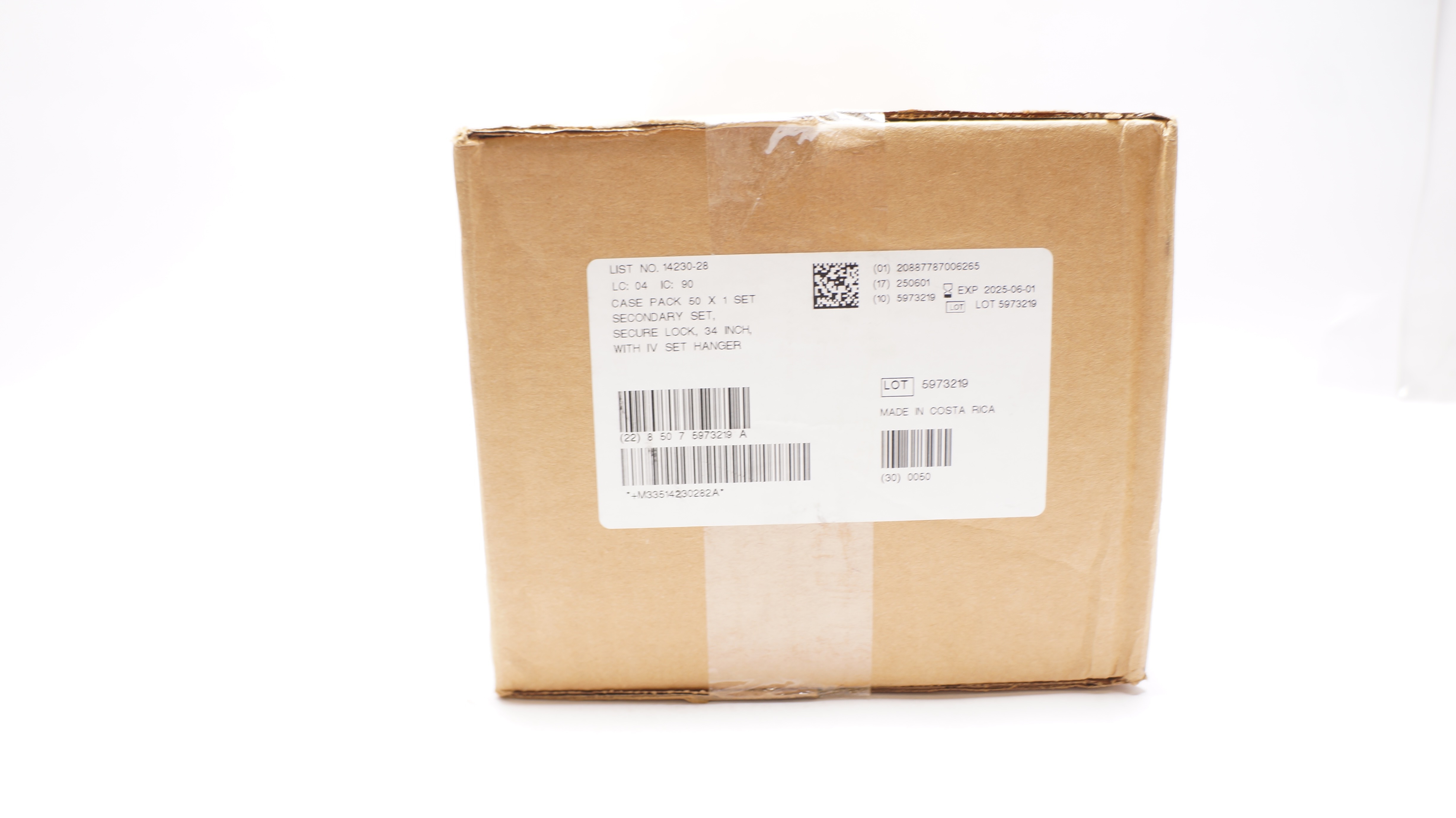 ICU Medical 14230-28 Secondary Set Secure Lock w/IV Set Hanger 34inch- Box of 50