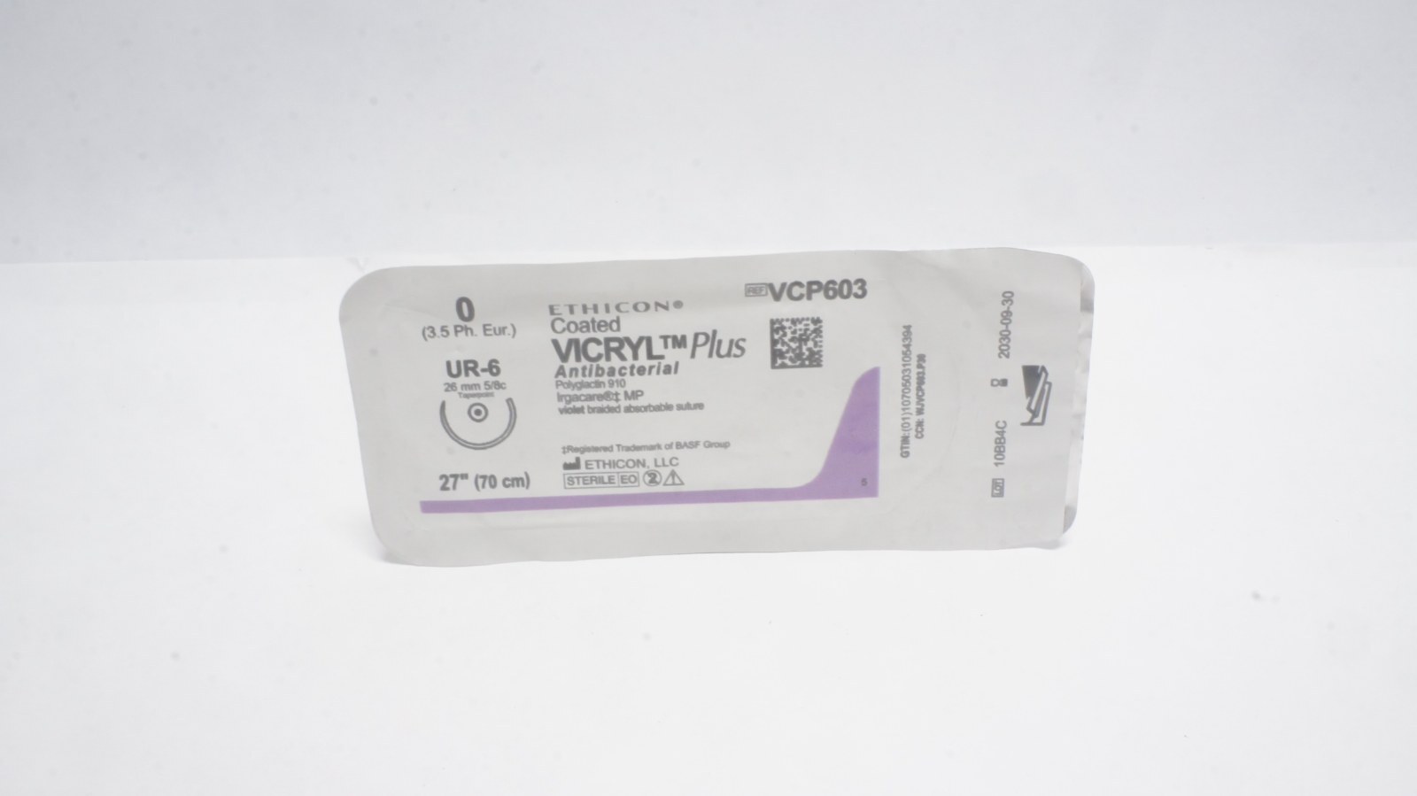 Ethicon VCP603 Coated VICRYL Plus Antibacterial Suture 0 UR-6