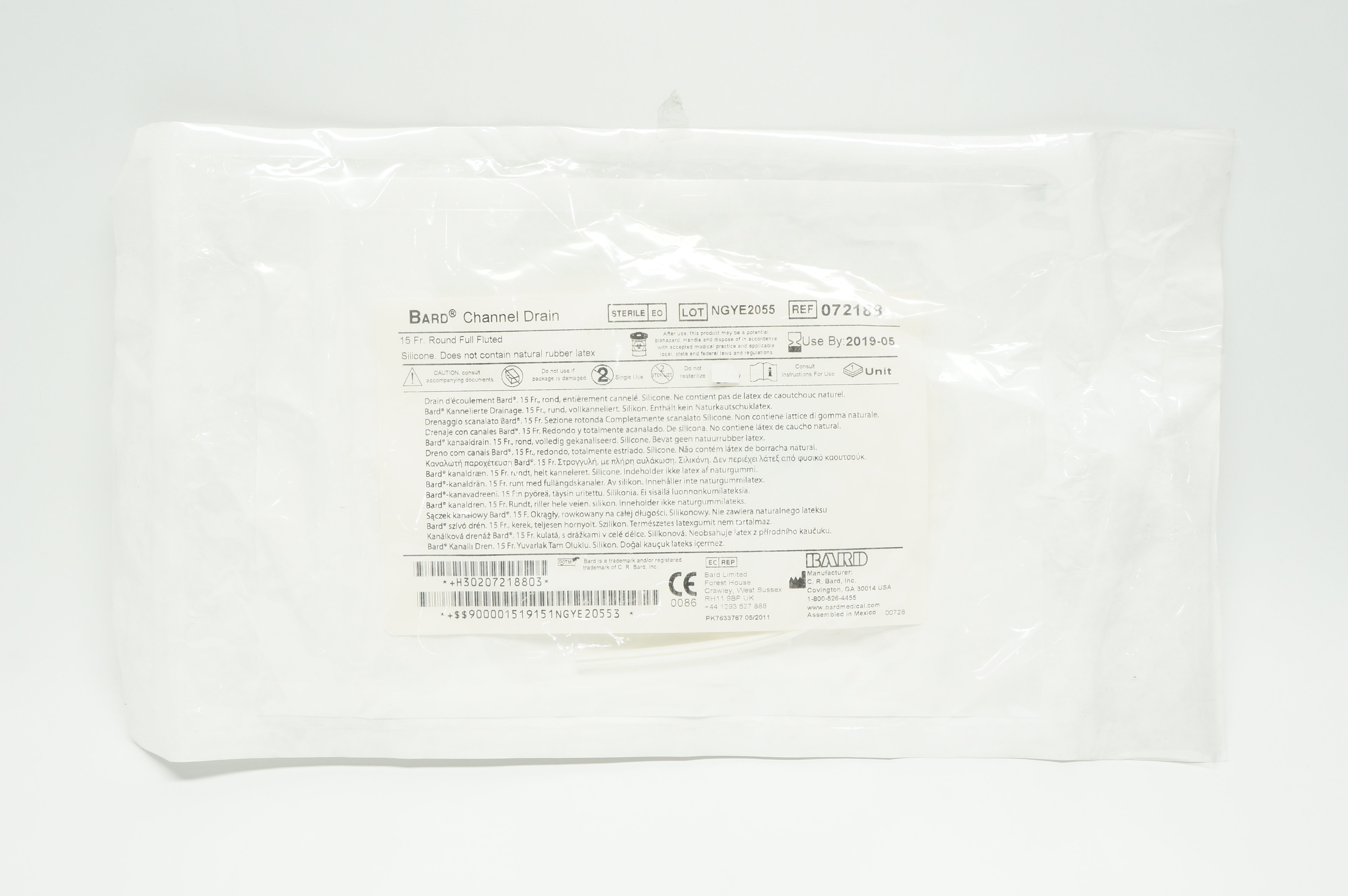 Bard 072188 Channel Drain 15Fr Round Full Fluted (x)