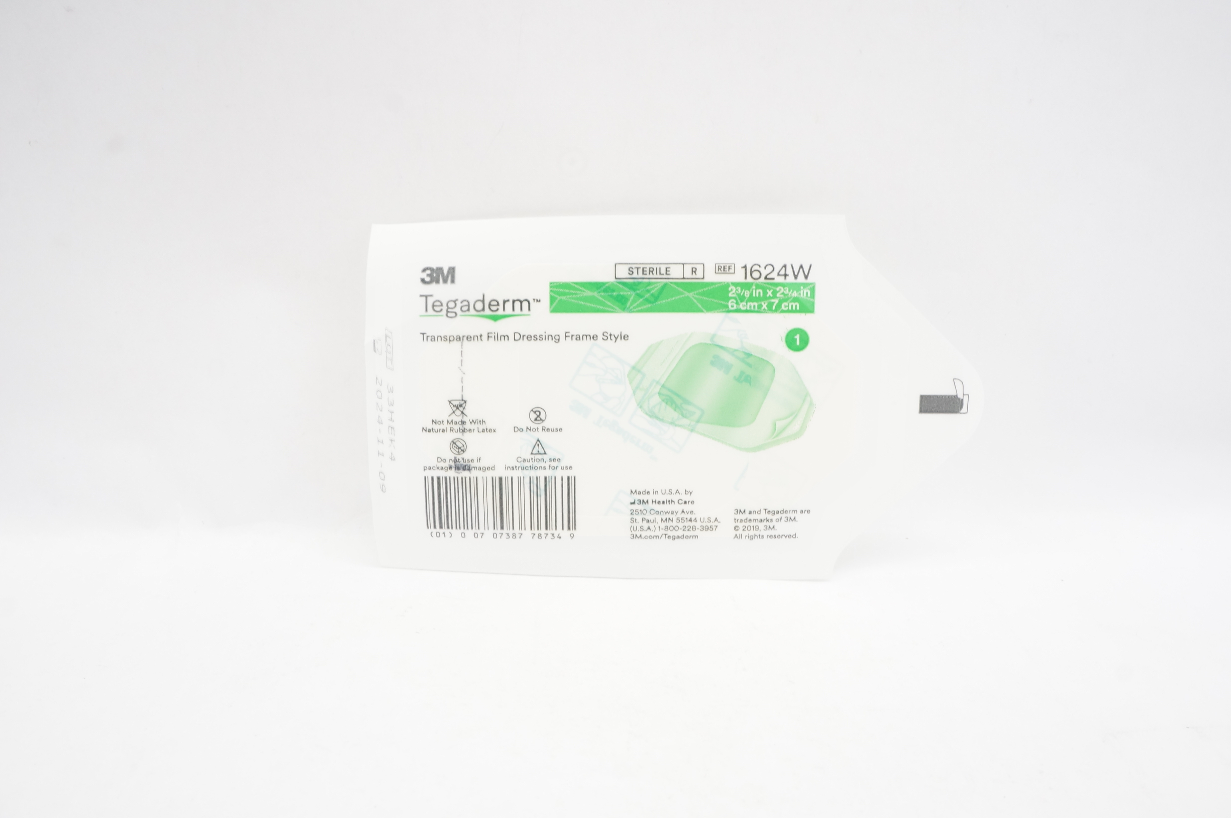 3M 1624W Tegaderm Transparent Film Dressing Frame Style 2-3/8 x 2-3/4 inch