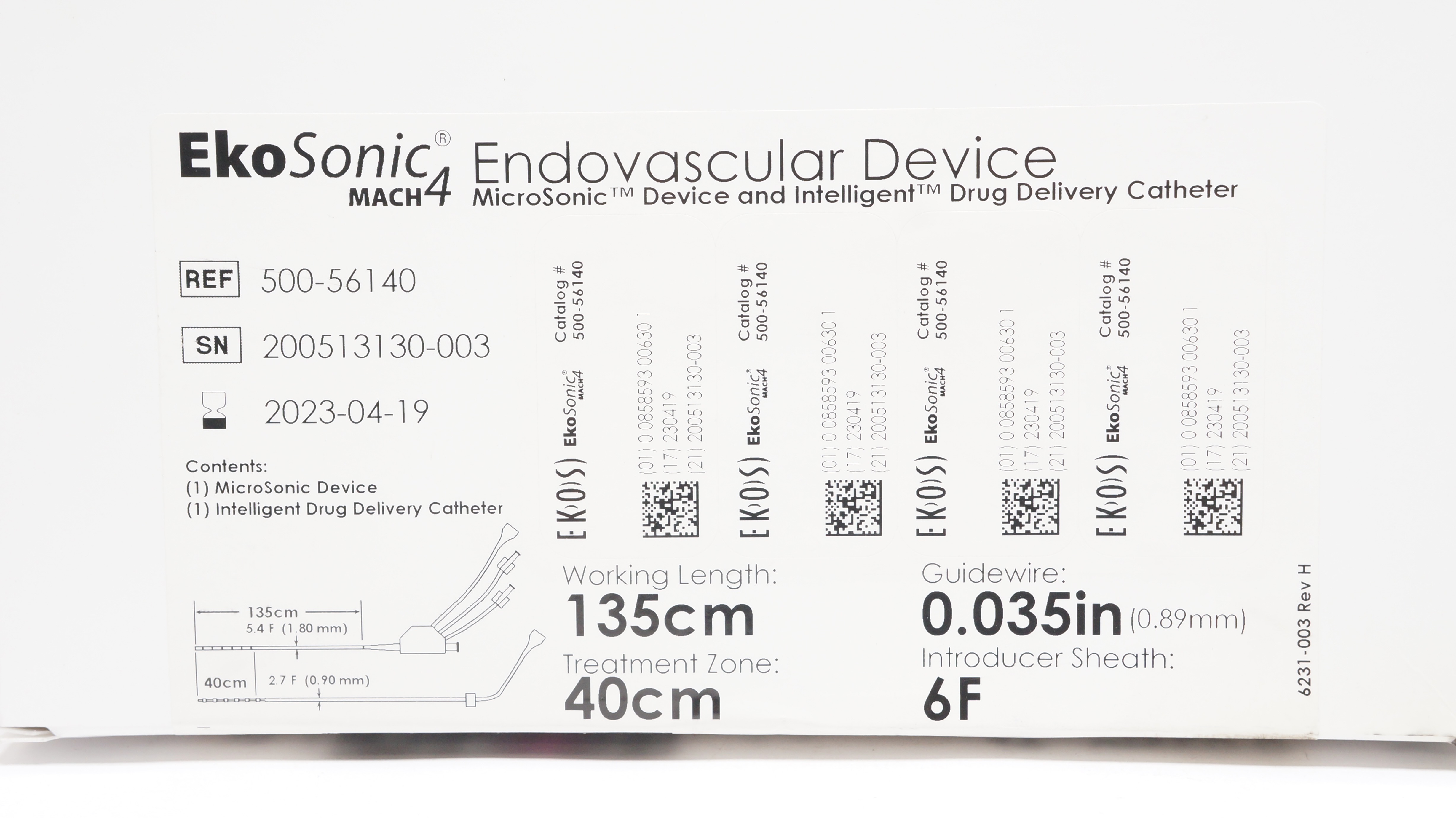 EKOS 500-56140 EkoSonic Endovascular Device 6F x 40cm x 135cm (x)