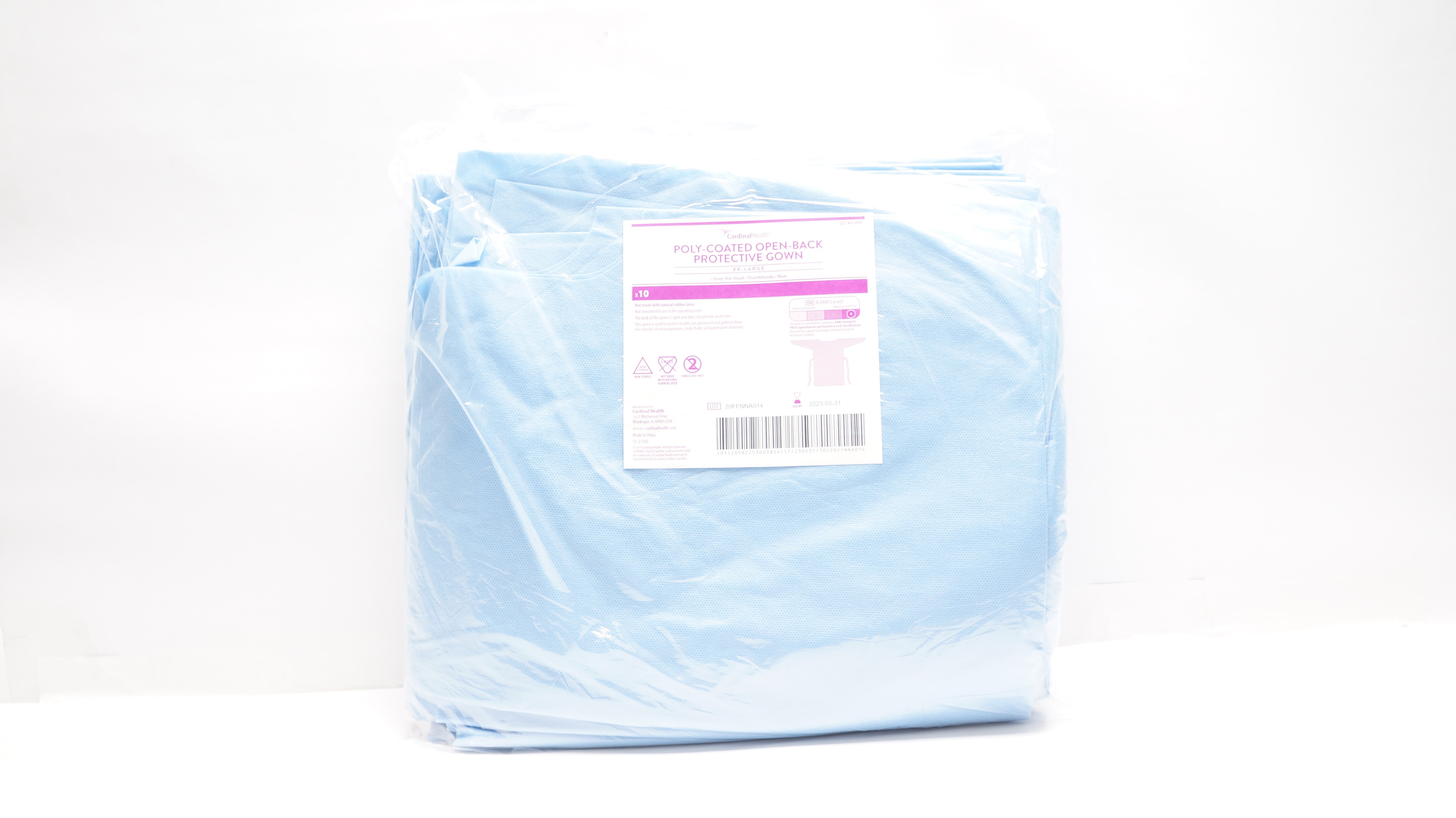 Cardinal Health 4213PG Poly-Coated Open-Back Protective Gown XX-L Level 4