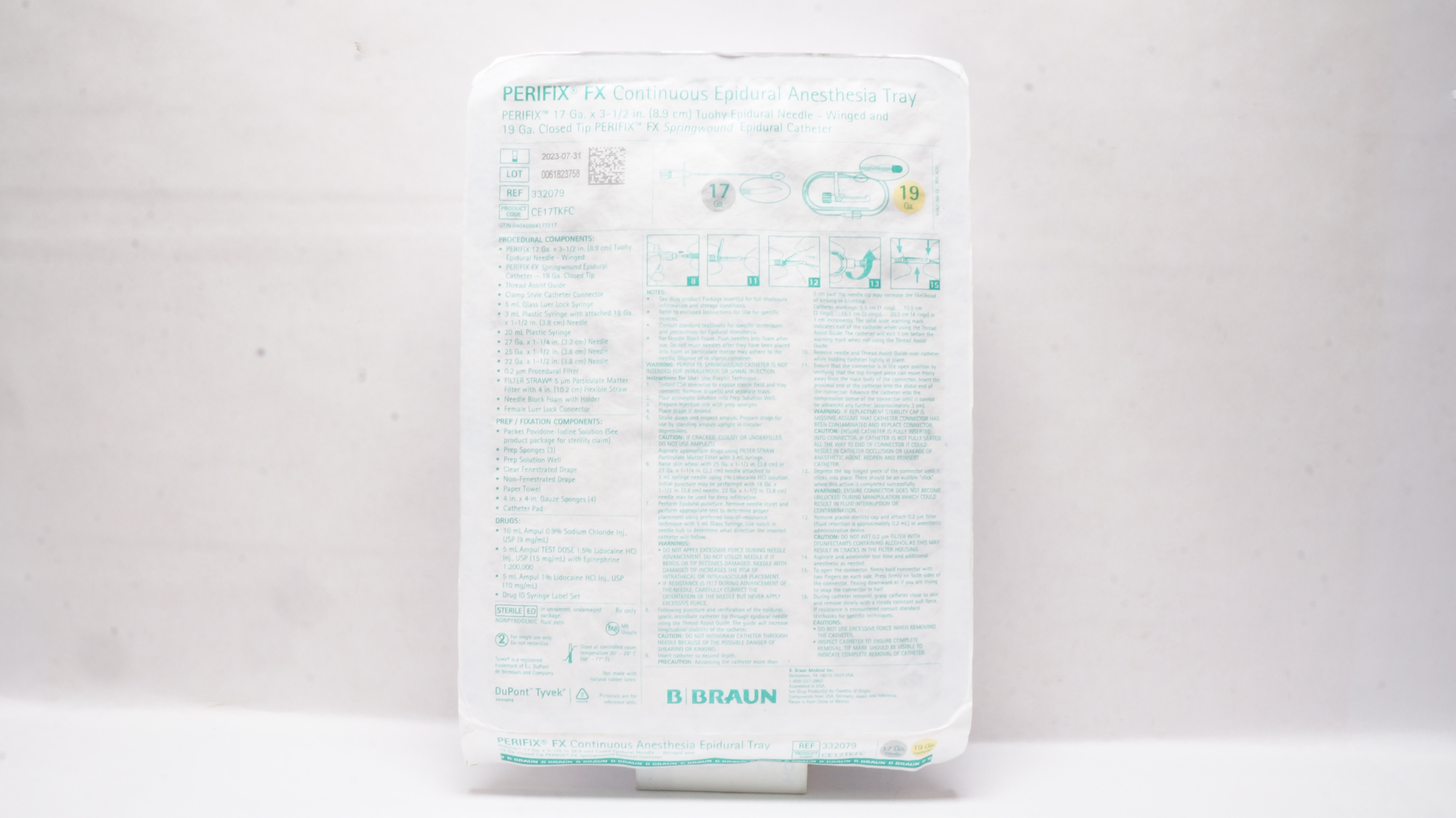 B.Braun 332079 Perifix FX Continuous Epidural Anesthesia Tray 17Ga x 3-1/2in