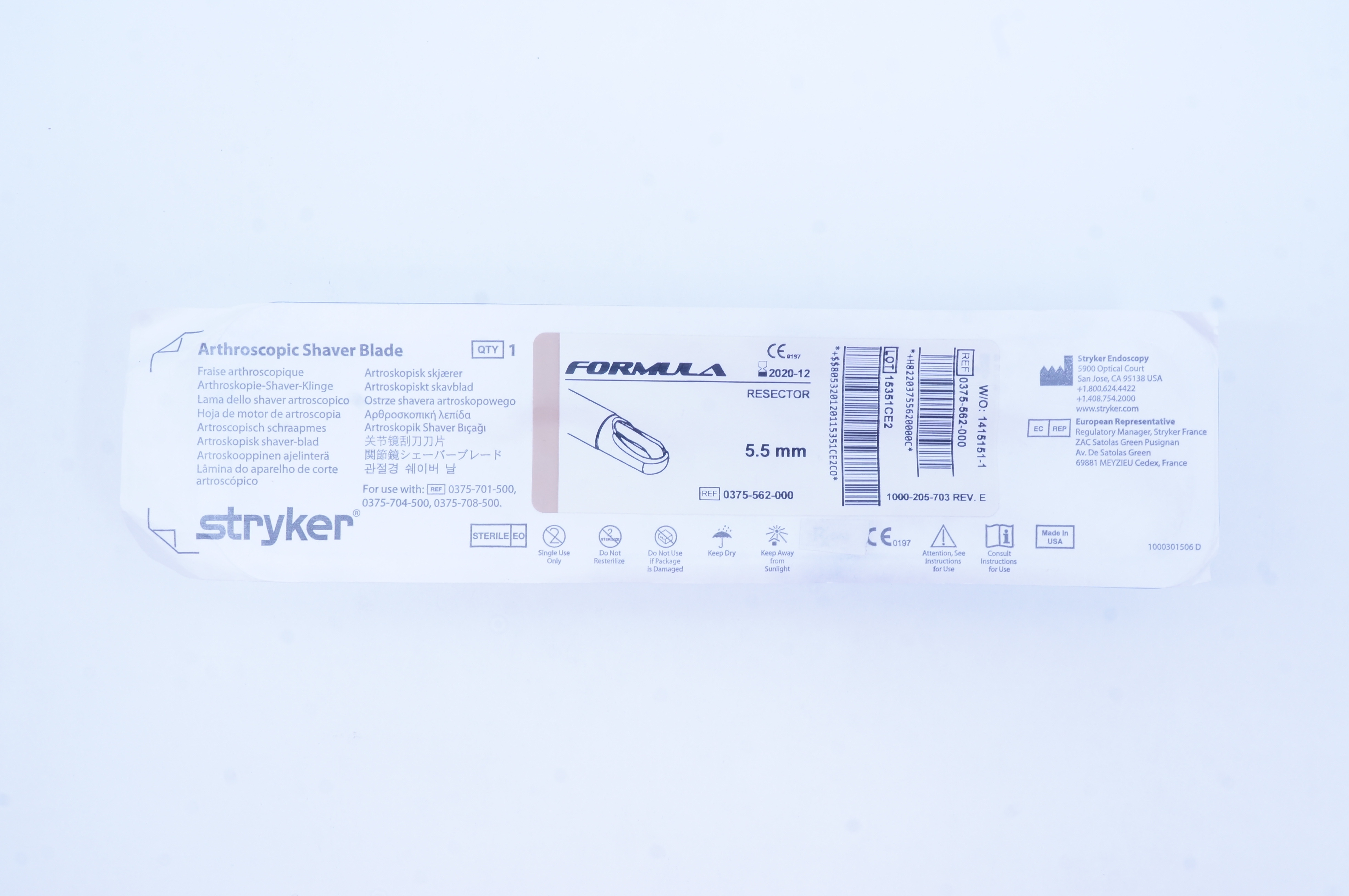 Stryker 0375-562-000 Formula Resector Arthroscopic Shaver Blade 5.5mm (x)