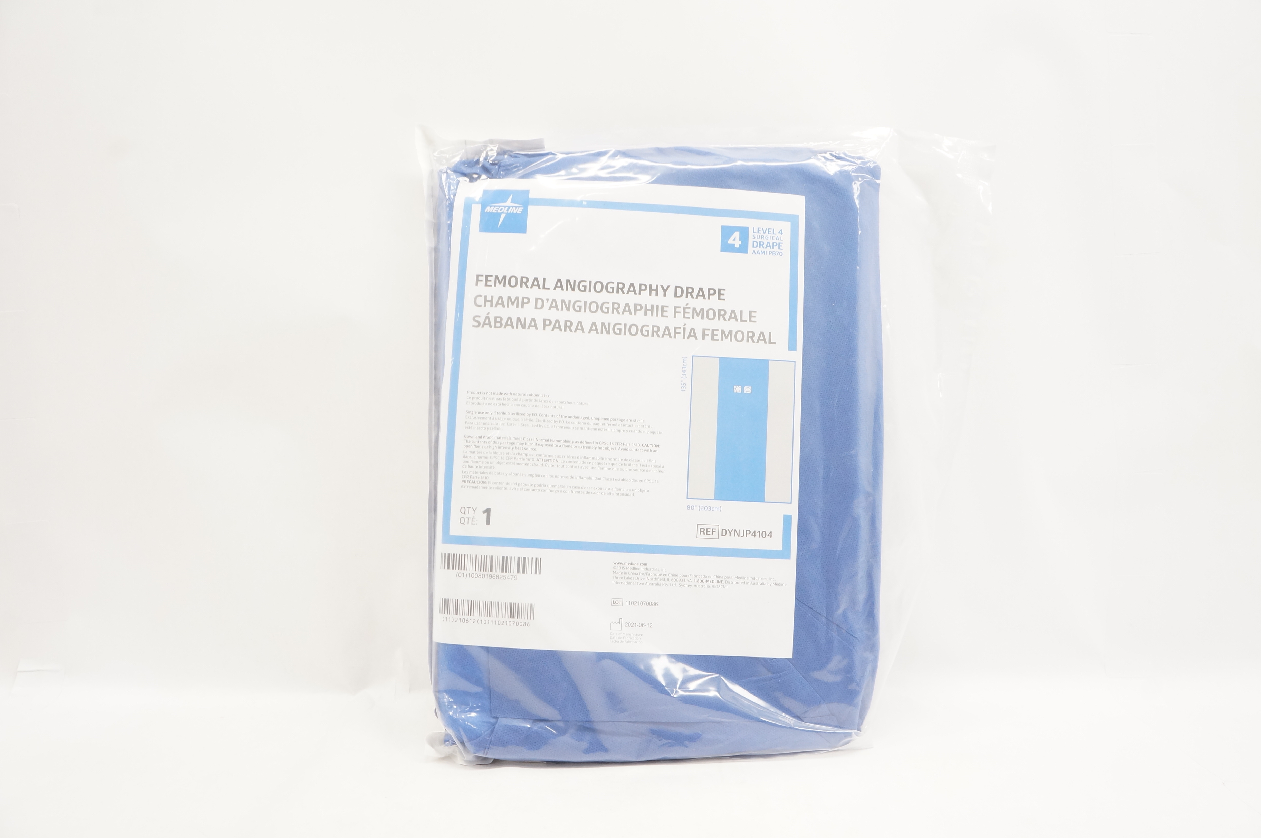 Medline DYNJP4104 Femoral Angiography Drape 80inch x 135inch