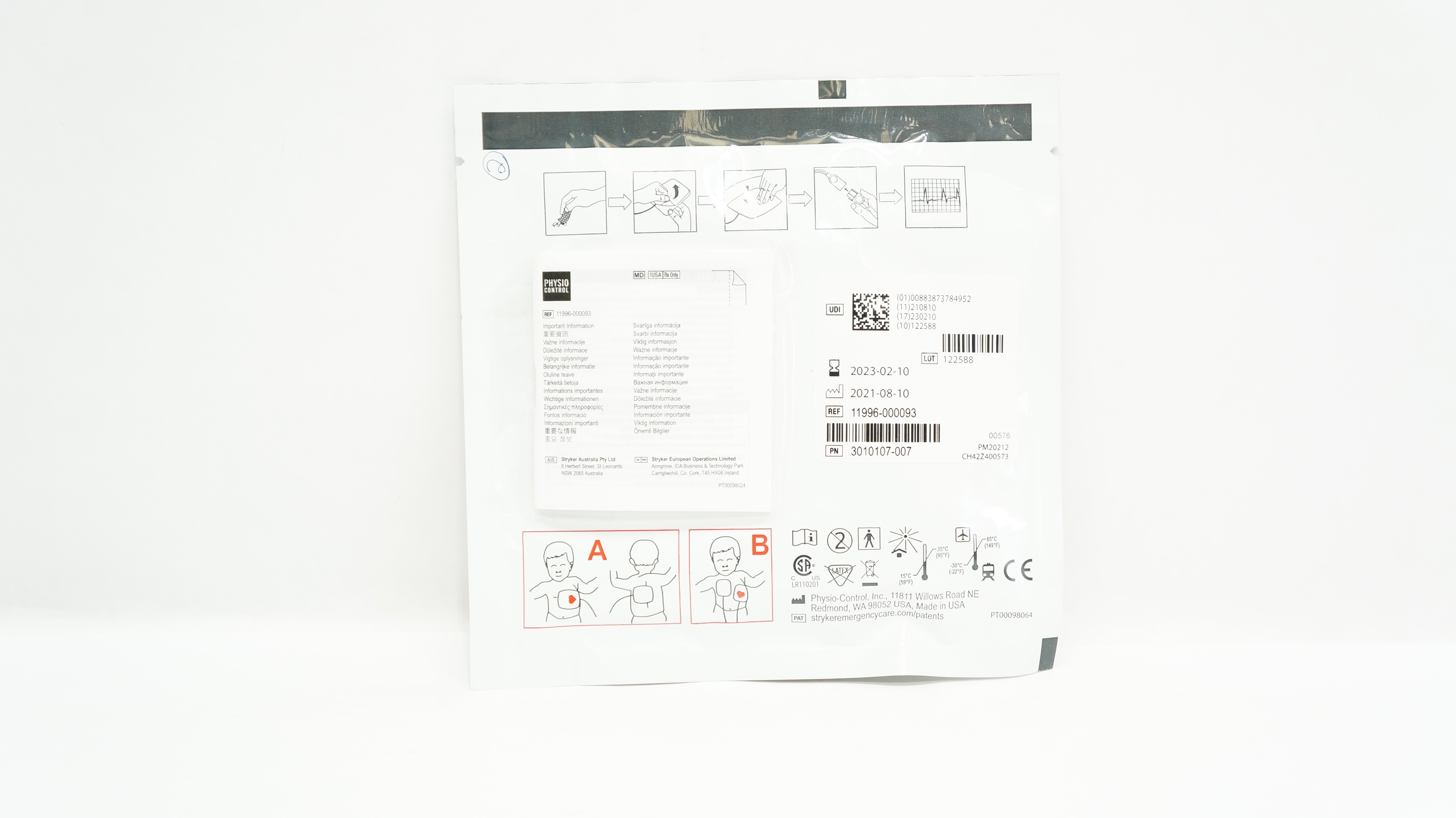 Physio-Control 11996-000093 Quik-Combo RTS Pediatric ECG Electrodes 0-33lbs. (x)