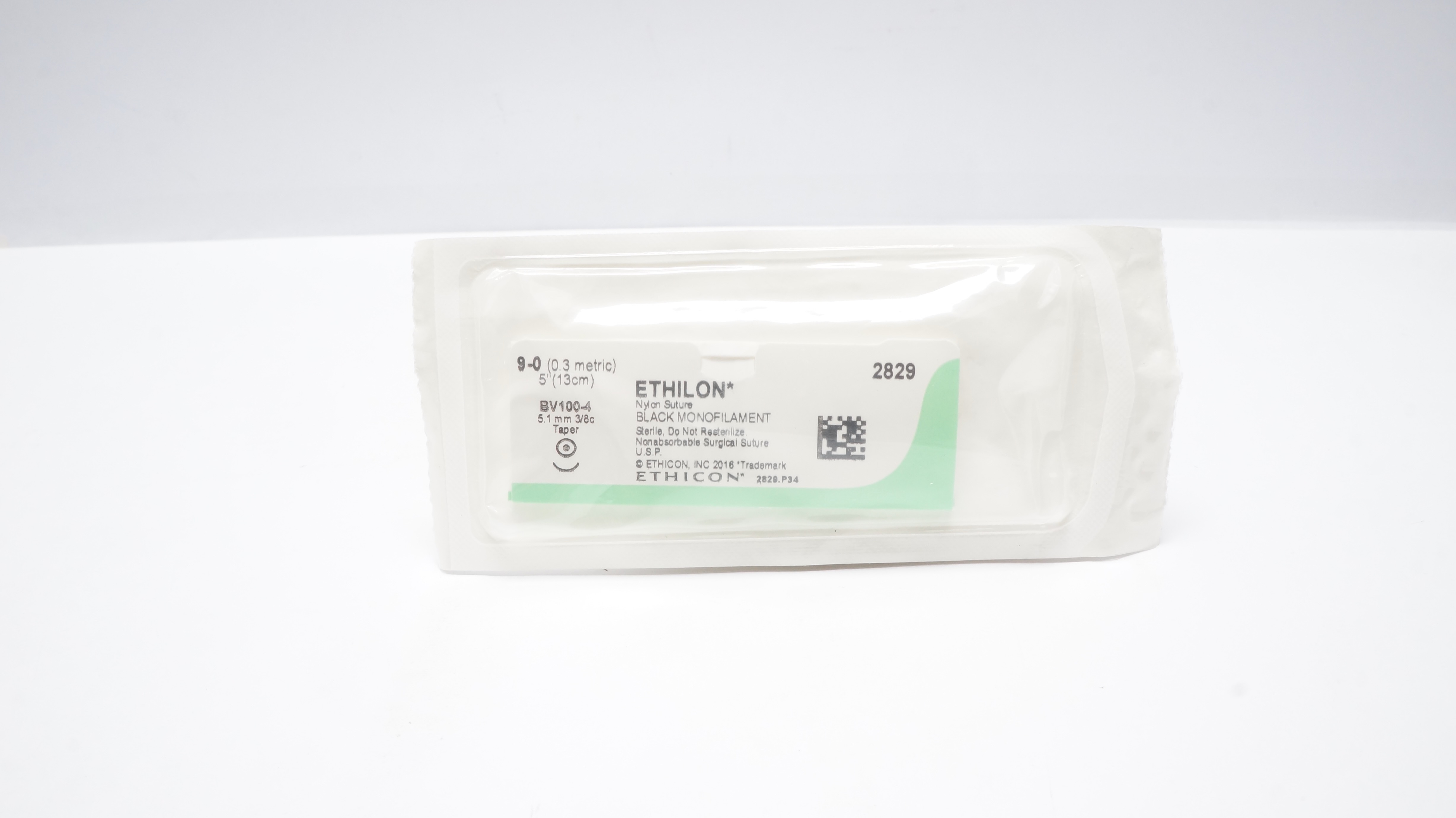 Ethicon 2829 9-0 ETHILON Nylon Surgical Stre BV100-4 5.1mm 3/8c Taper 5inch